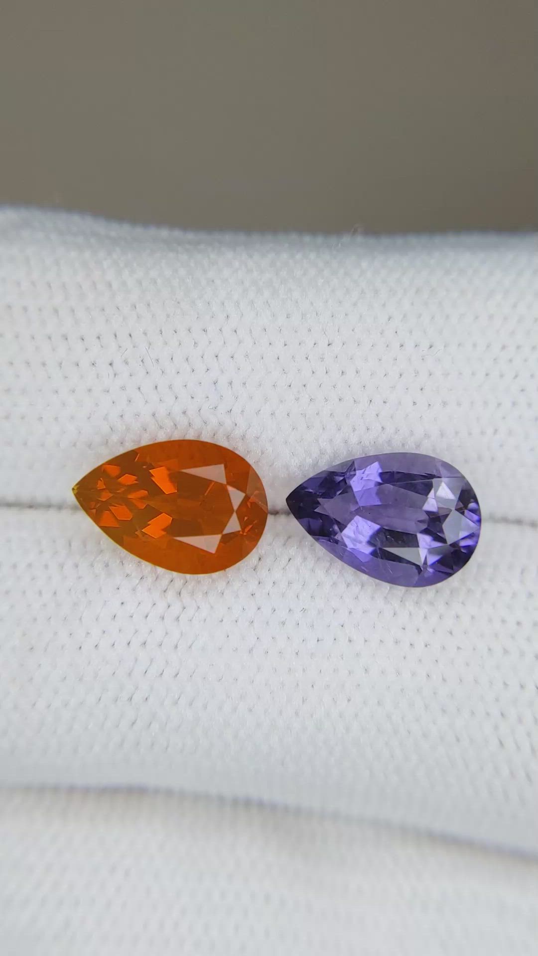 3.18 Ct.Tw.Total Carat Weight Orange Iolite Pair from Mexico Size Video