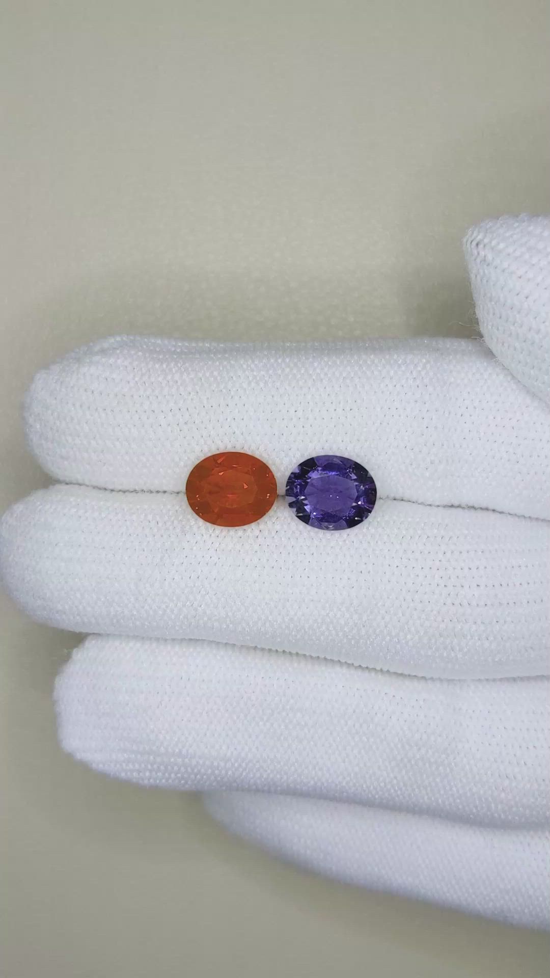 2.87 Ct.Tw.Total Carat Weight Orange Iolite Pair from Mexico Size Video