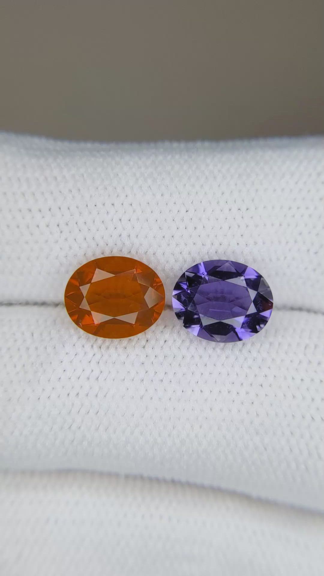 2.87 Ct.Tw.Total Carat Weight Orange Iolite Pair from Mexico Size Video