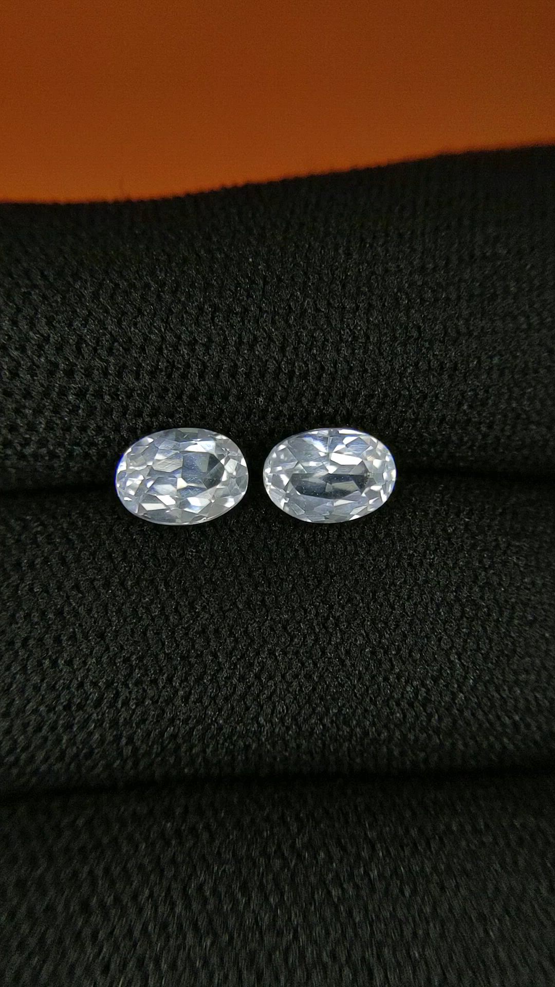 2.36 Ct.Tw.Total Carat Weight White Topaz Pair from Ceylon (Sri Lanka) Size Video