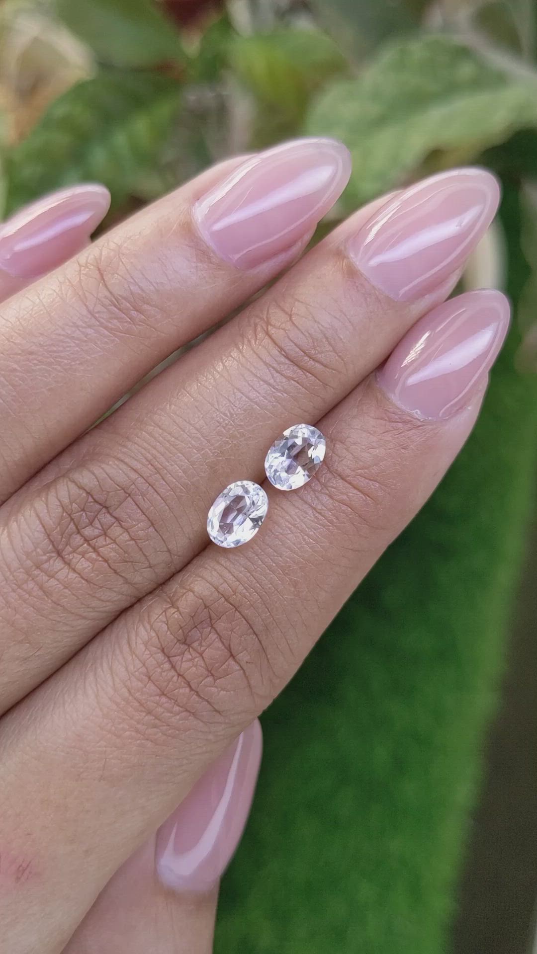 2.36 Ct.Tw.Total Carat Weight White Topaz Pair from Ceylon (Sri Lanka) Size Video