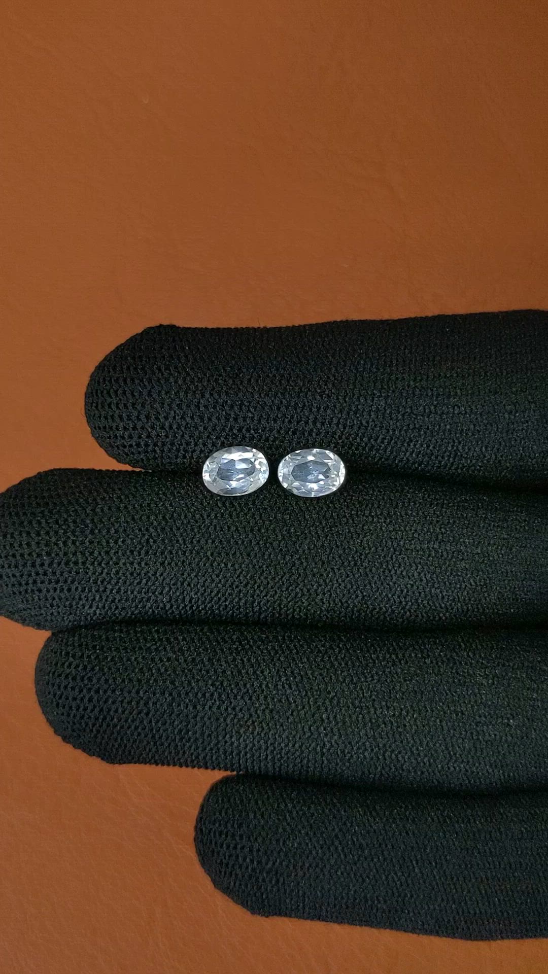 2.36 Ct.Tw.Total Carat Weight White Topaz Pair from Ceylon (Sri Lanka) Size Video