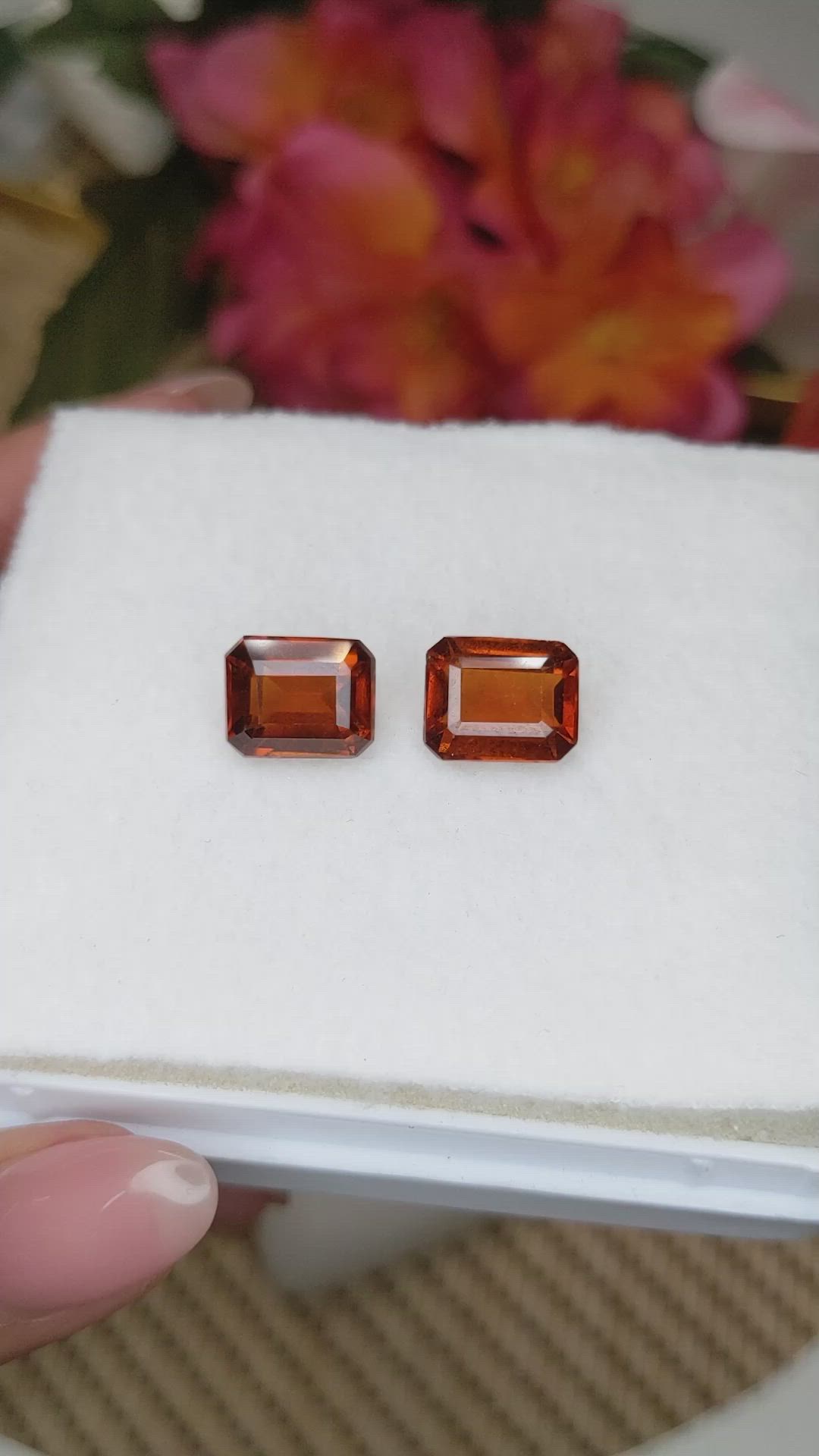 9.67&nbsp;Ct.Tw.Total Carat Weight Orange Hessonite Garnet Pair from Madagascar Size Video
