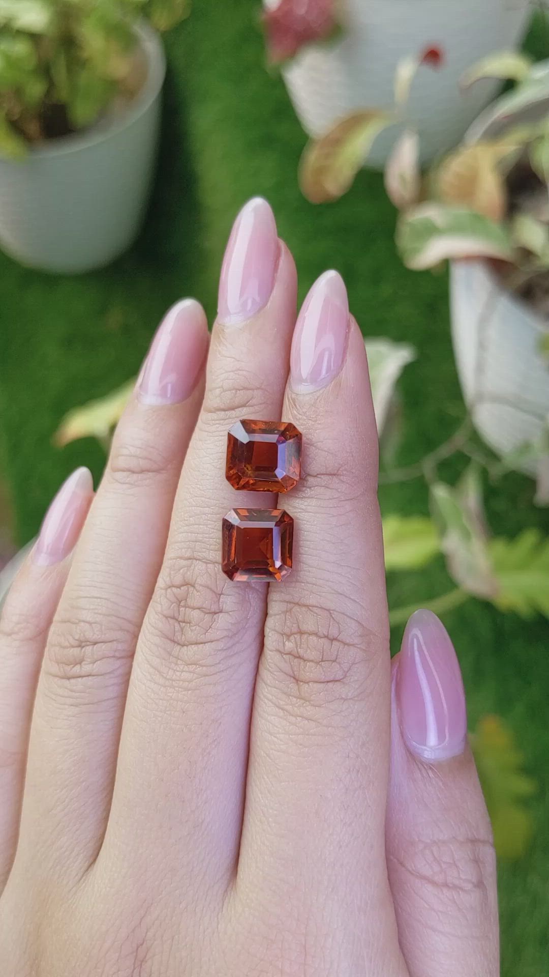 10.10&nbsp;Ct.Tw.Total Carat Weight Orange Hessonite Garnet Pair from Madagascar Size Video