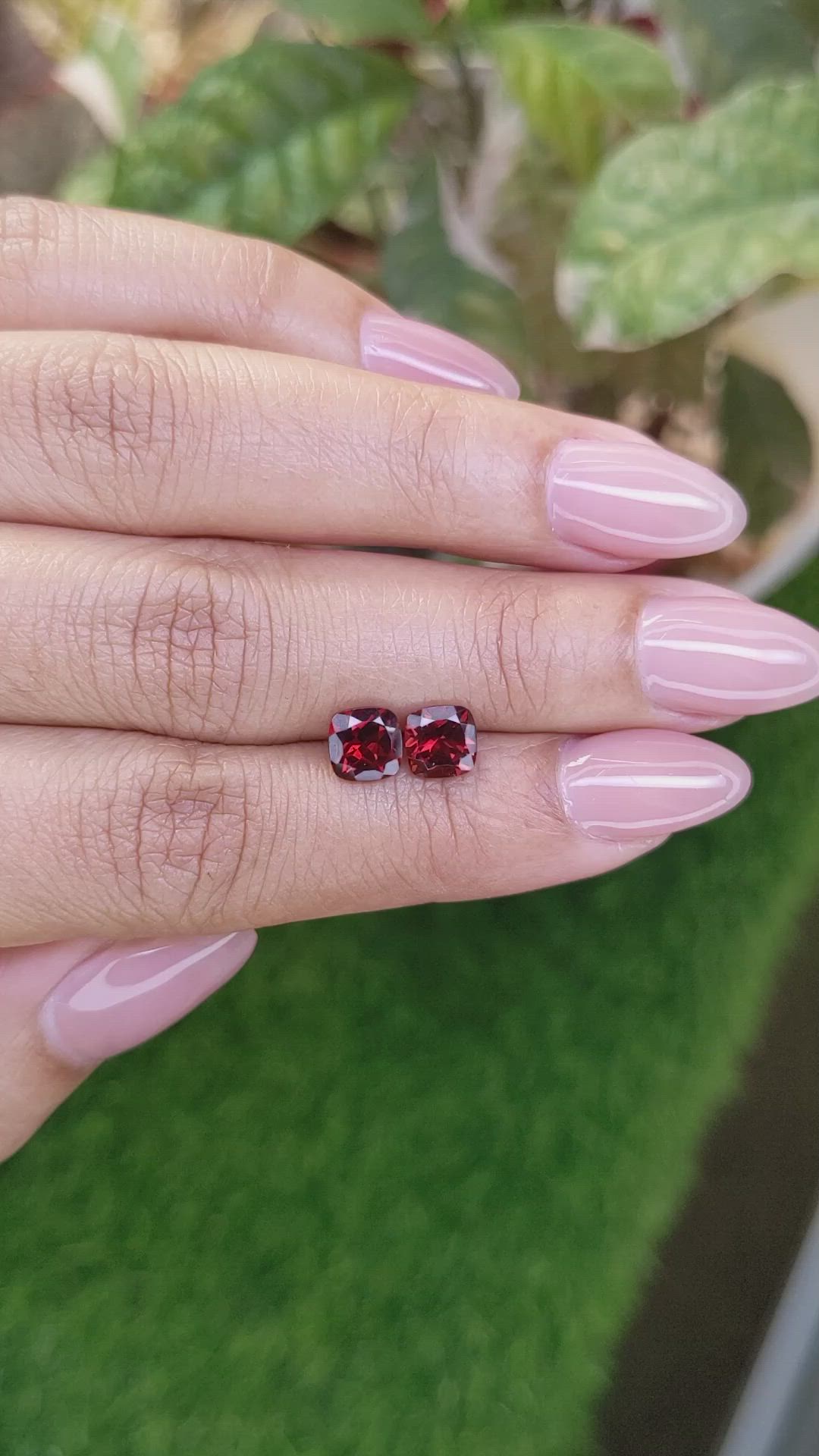 2.22 Ct.Tw.Total Carat Weight Red Garnet Pair from Ceylon (Sri Lanka) Size Video