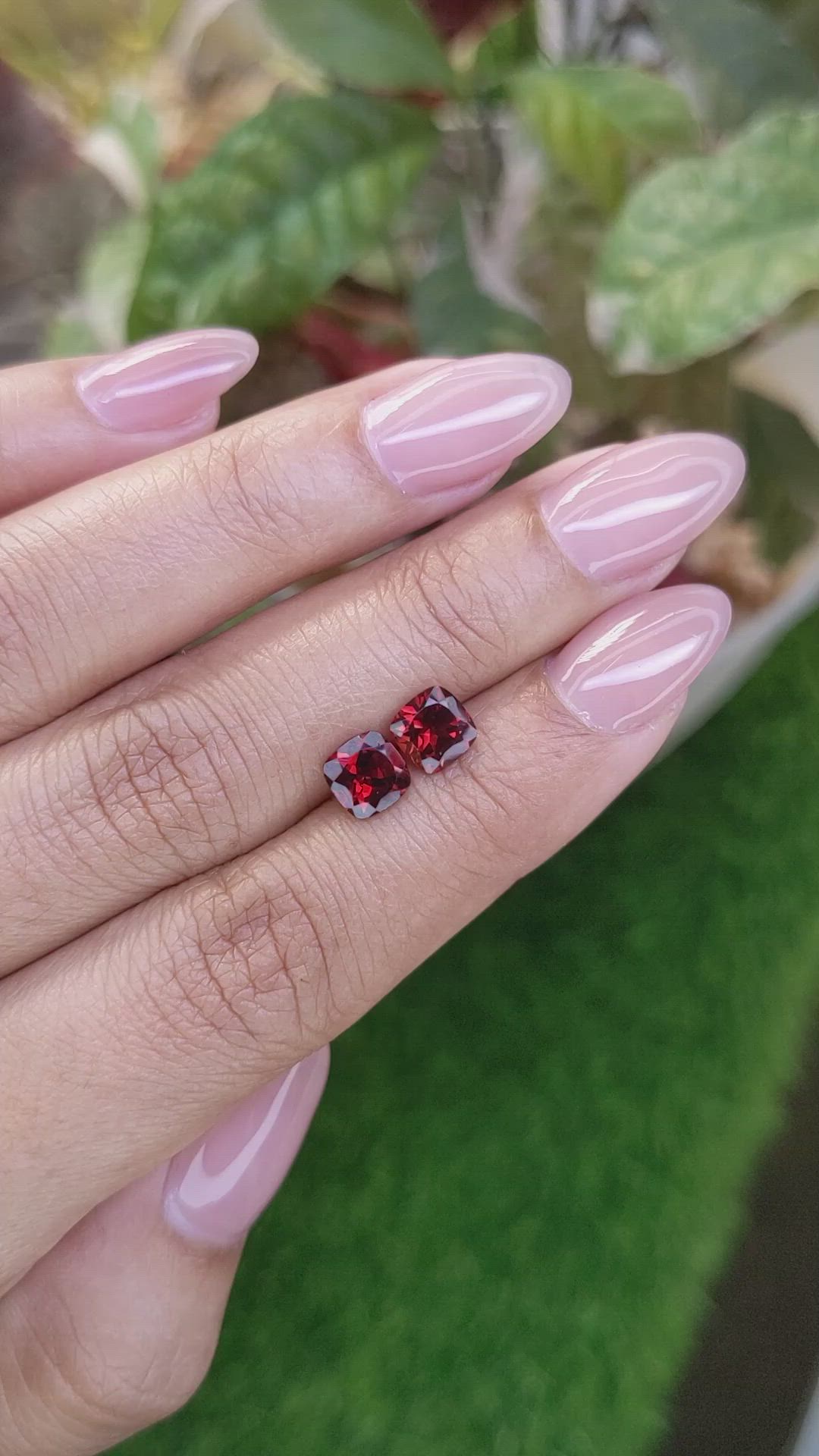 2.22 Ct.Tw.Total Carat Weight Red Garnet Pair from Ceylon (Sri Lanka) Size Video