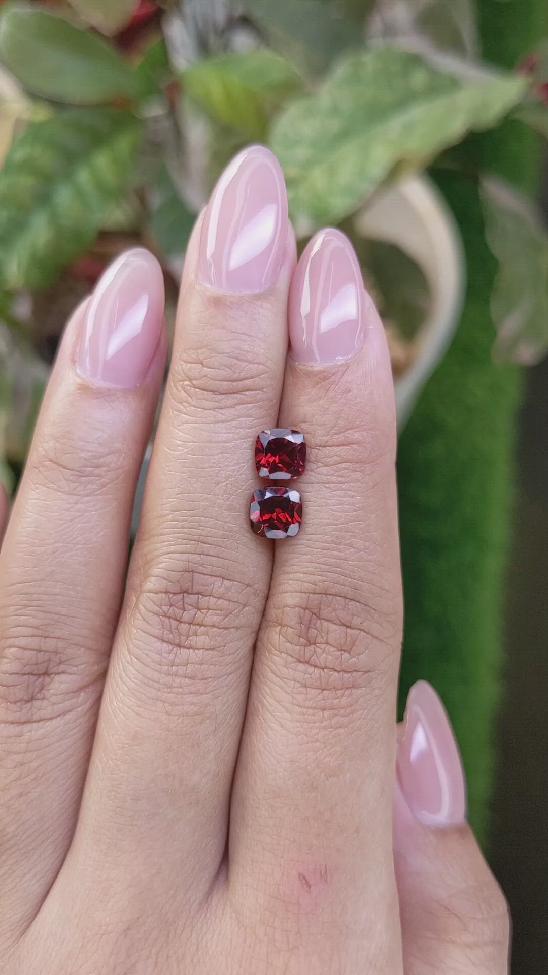 2.22 Ct.Tw.Total Carat Weight Red Garnet Pair from Ceylon (Sri Lanka) Size Video
