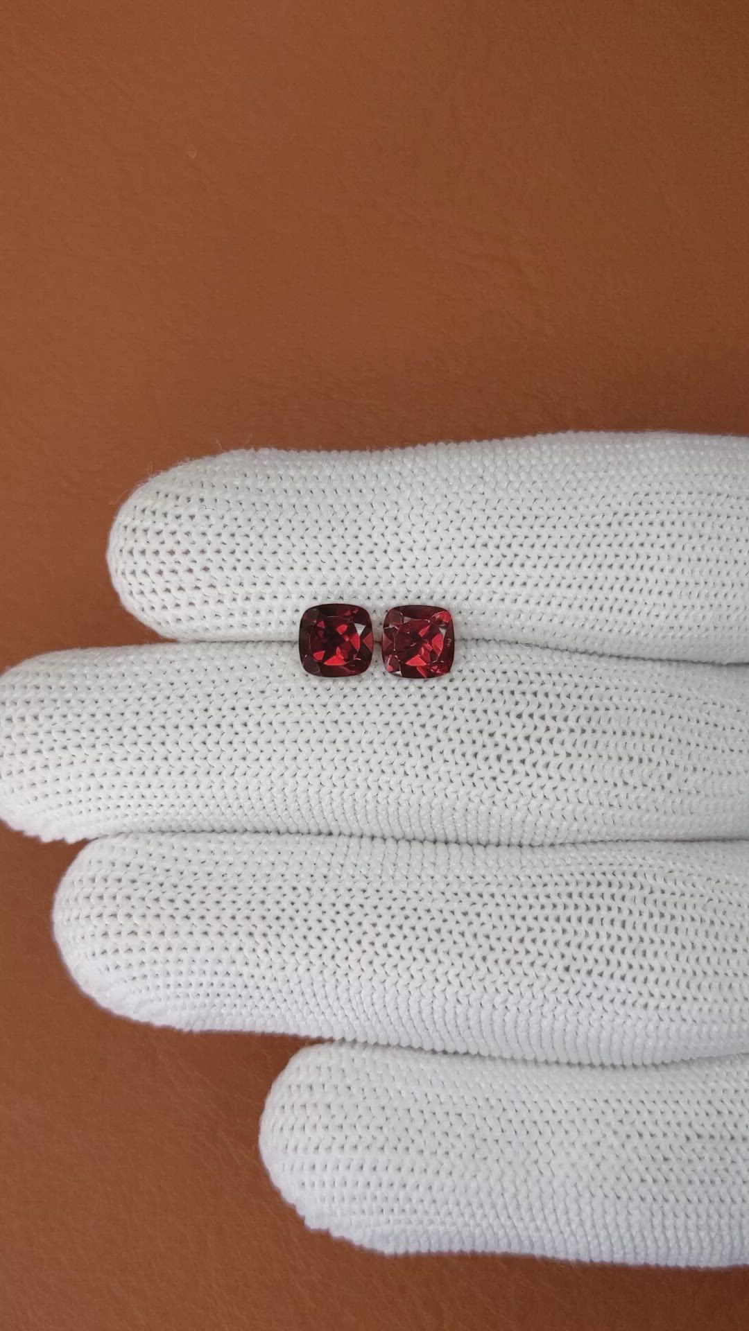 2.22 Ct.Tw.Total Carat Weight Red Garnet Pair from Ceylon (Sri Lanka) Size Video
