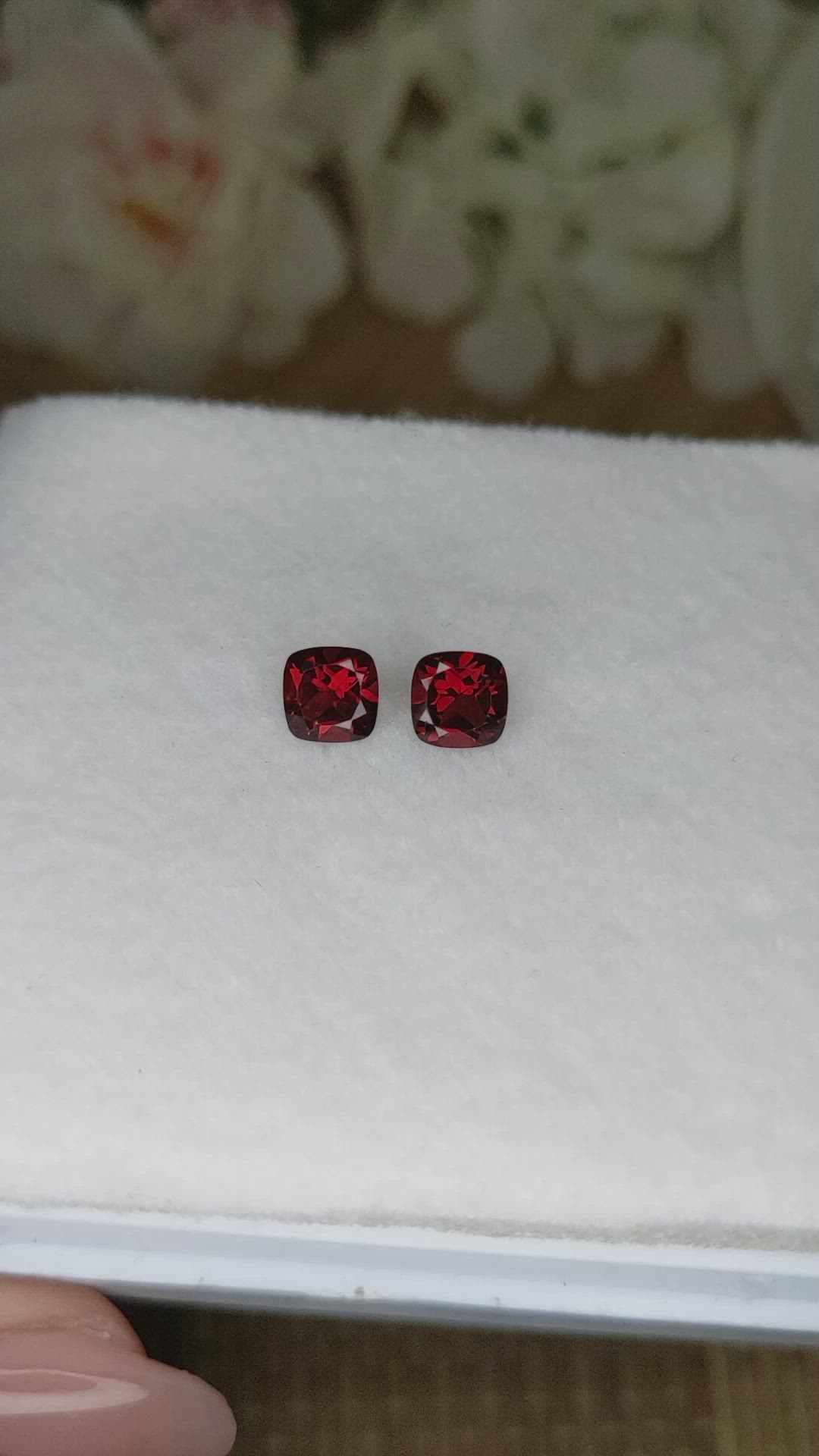 2.22 Ct.Tw.Total Carat Weight Red Garnet Pair from Ceylon (Sri Lanka) Size Video