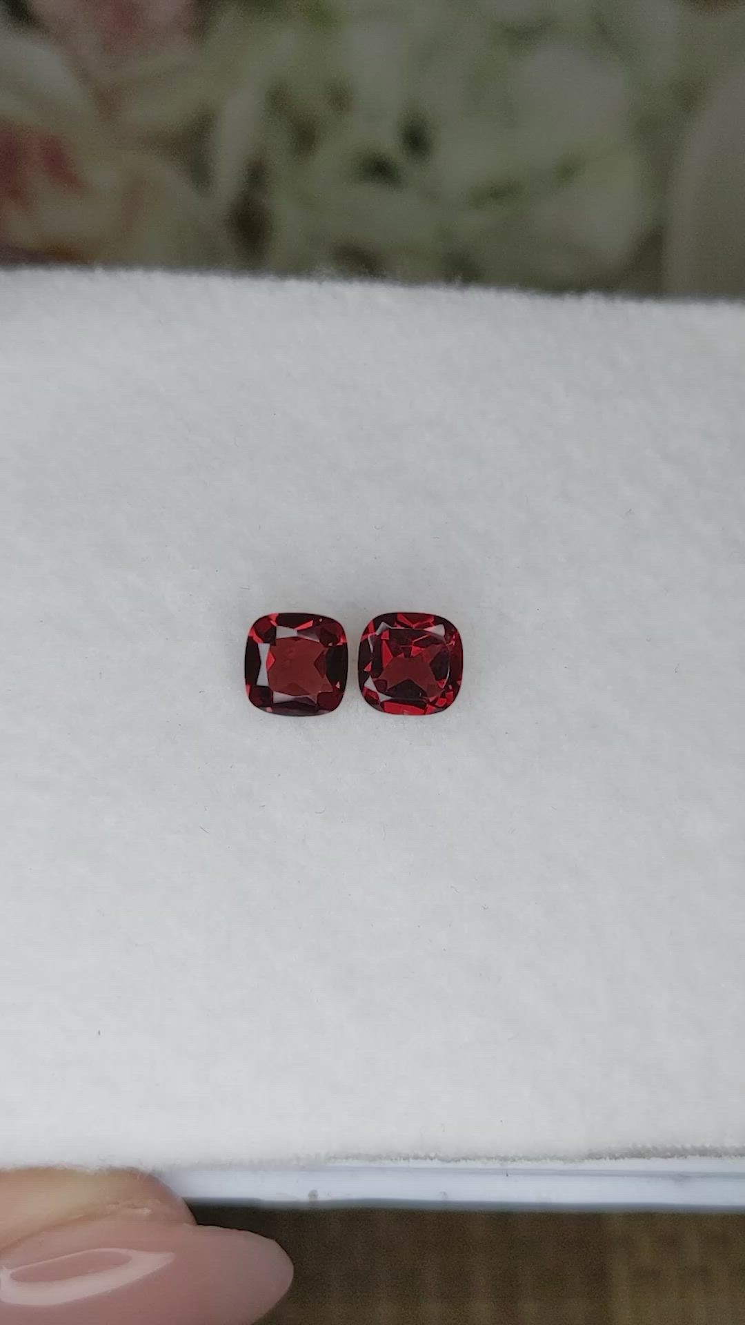 2.08 Ct.Tw.Total Carat Weight Red Garnet Pair from Ceylon (Sri Lanka) Size Video