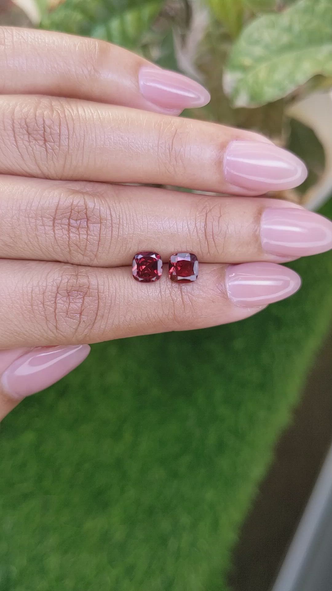 2.08 Ct.Tw.Total Carat Weight Red Garnet Pair from Ceylon (Sri Lanka) Size Video