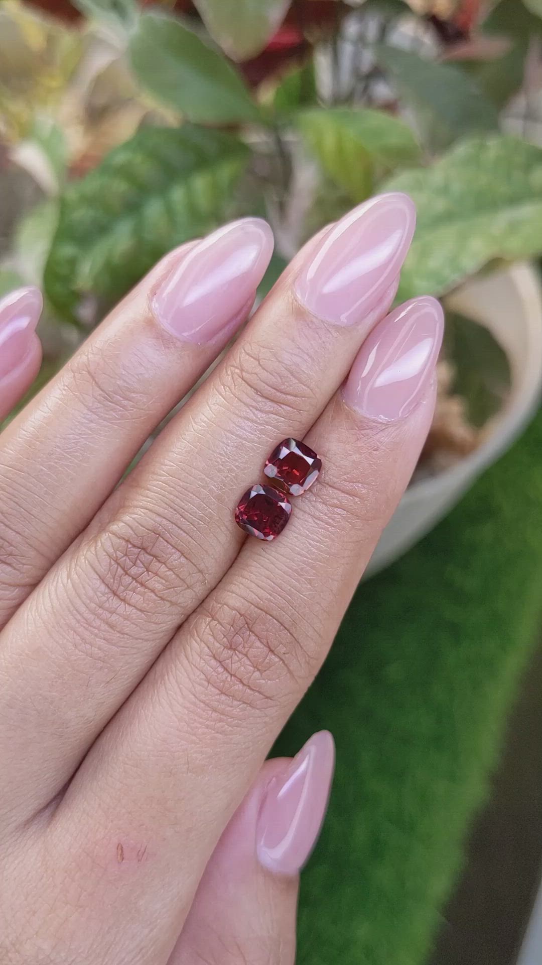 2.08 Ct.Tw.Total Carat Weight Red Garnet Pair from Ceylon (Sri Lanka) Size Video