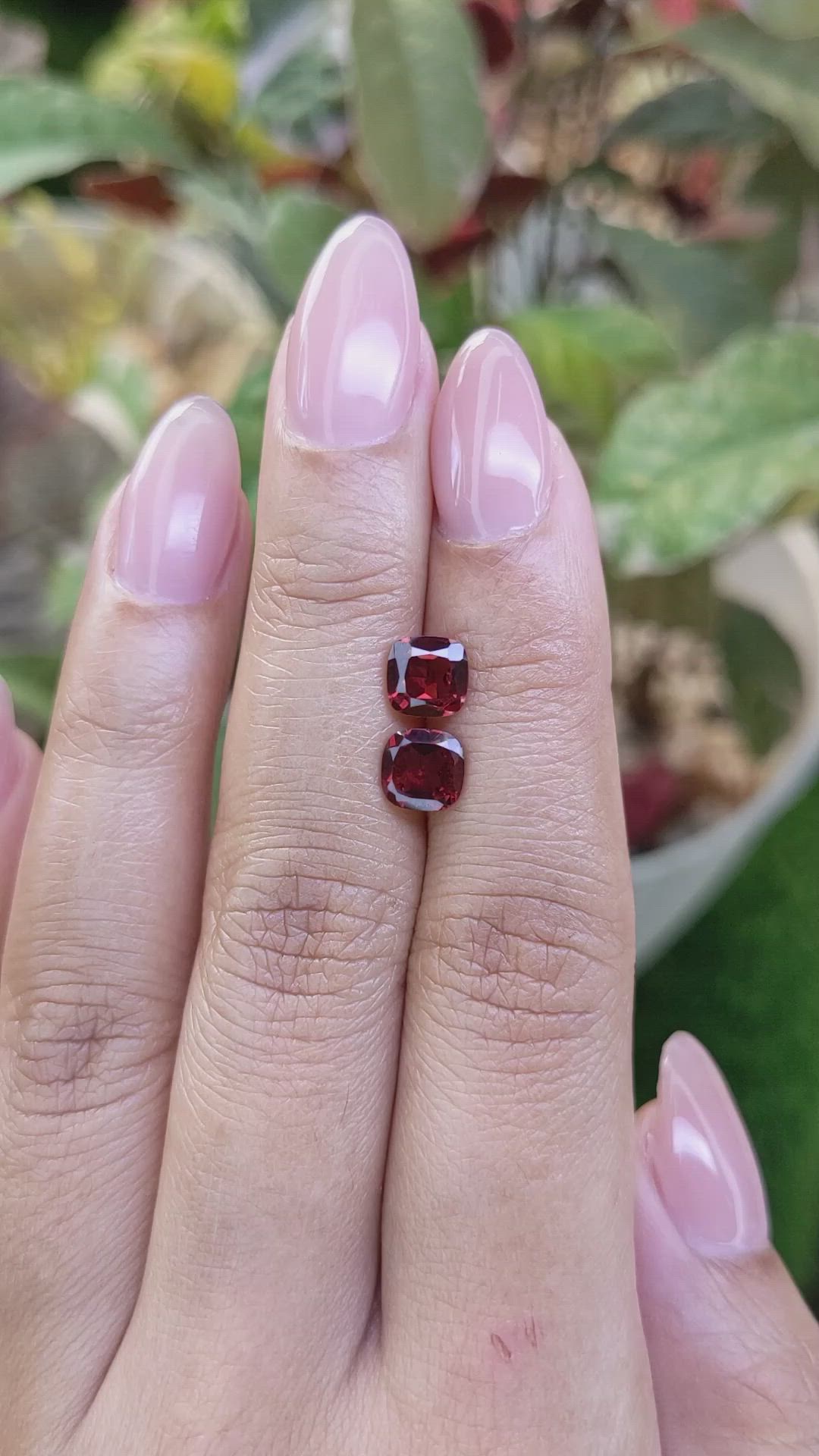 2.08 Ct.Tw.Total Carat Weight Red Garnet Pair from Ceylon (Sri Lanka) Size Video