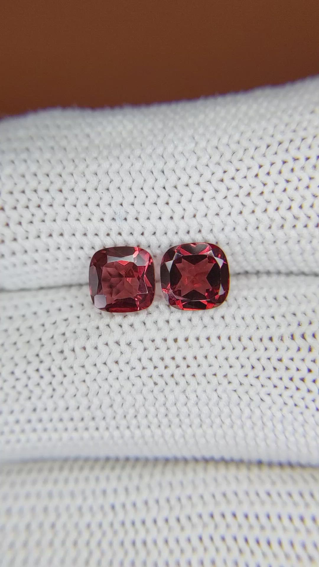 2.08 Ct.Tw.Total Carat Weight Red Garnet Pair from Ceylon (Sri Lanka) Size Video