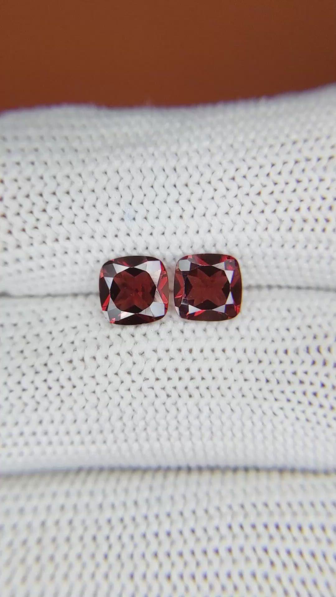 2.16 Ct.Tw.Total Carat Weight Red Garnet Pair from Ceylon (Sri Lanka) Size Video
