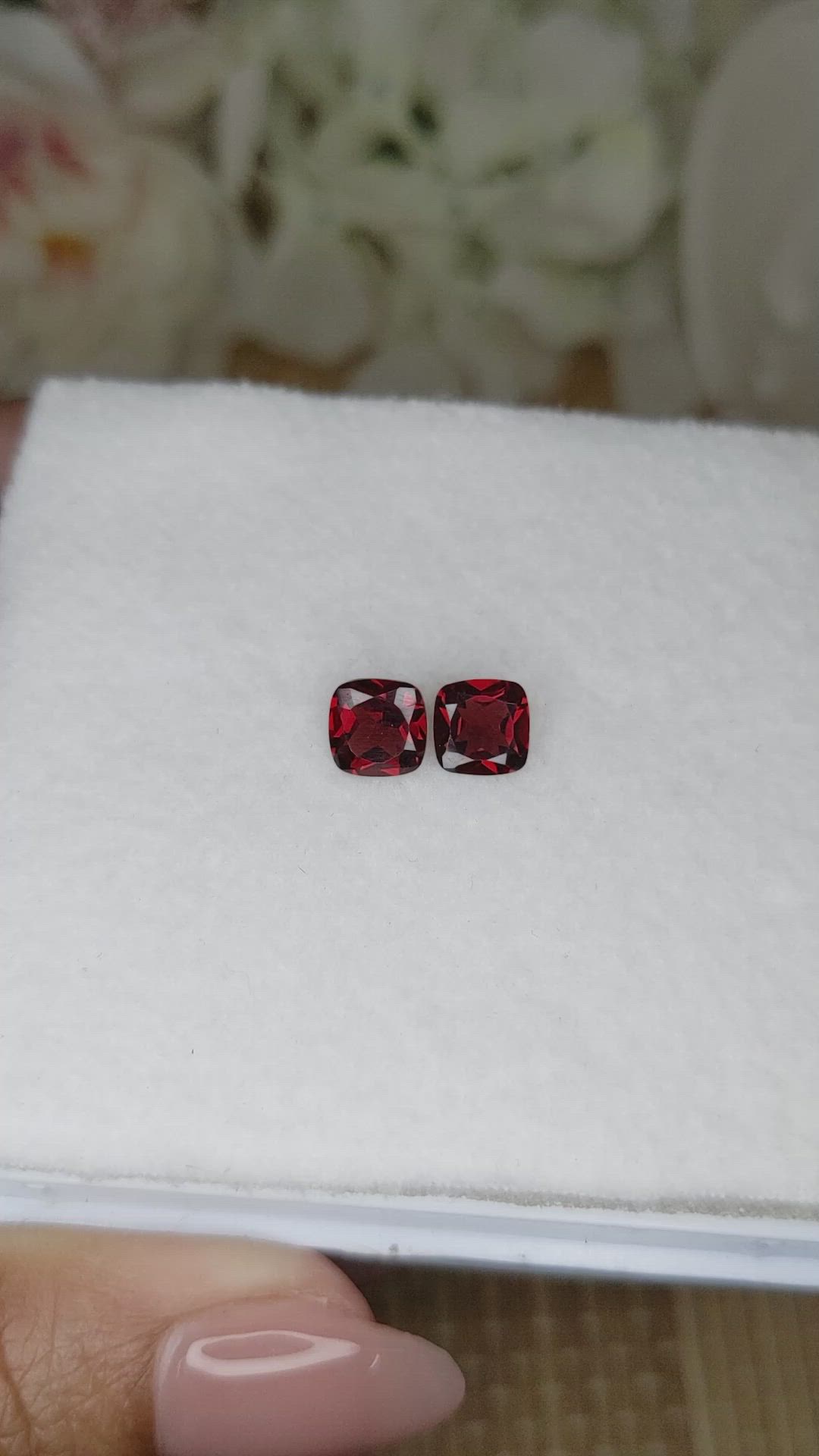 2.16 Ct.Tw.Total Carat Weight Red Garnet Pair from Ceylon (Sri Lanka) Size Video