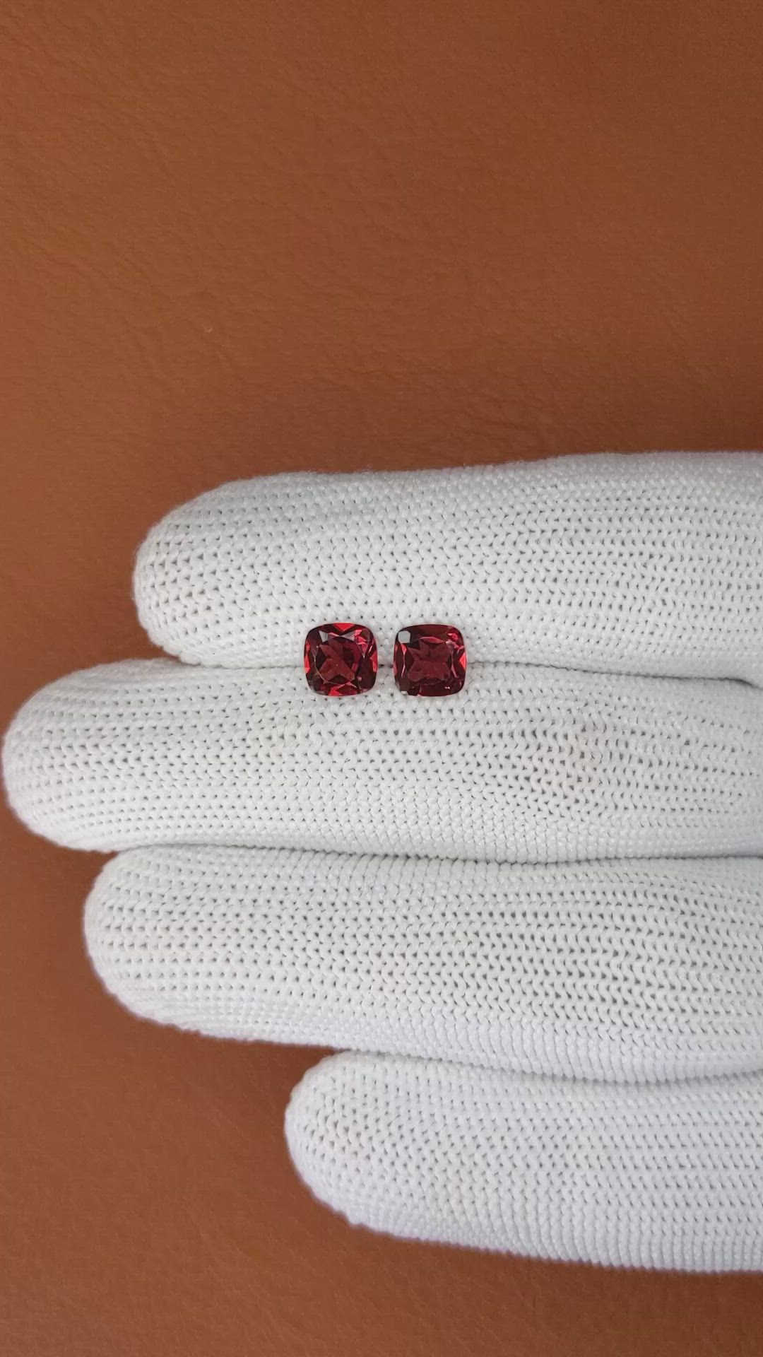 2.16 Ct.Tw.Total Carat Weight Red Garnet Pair from Ceylon (Sri Lanka) Size Video