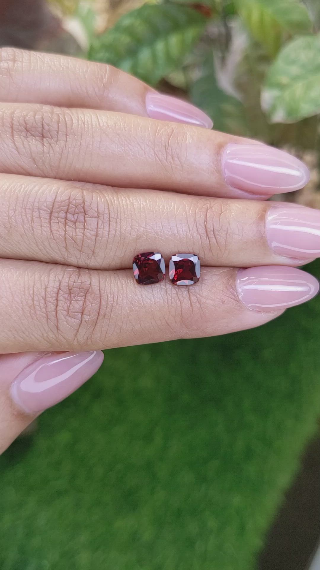 2.16 Ct.Tw.Total Carat Weight Red Garnet Pair from Ceylon (Sri Lanka) Size Video