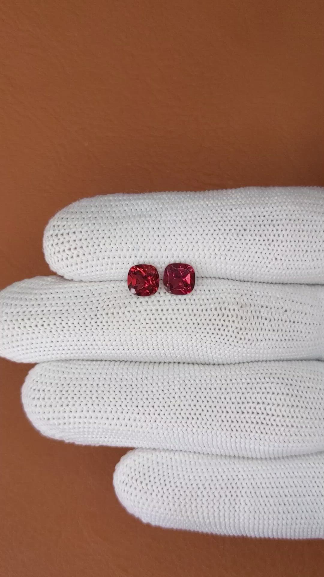 2.27&nbsp;Ct.Tw.Total Carat Weight Red Garnet Pair from Ceylon (Sri Lanka) Size Video