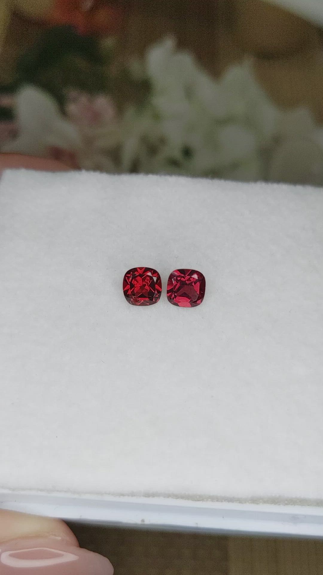 2.27&nbsp;Ct.Tw.Total Carat Weight Red Garnet Pair from Ceylon (Sri Lanka) Size Video