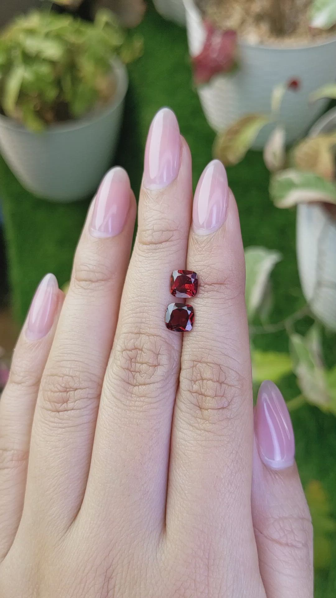 2.13 Ct.Tw.Total Carat Weight Red Garnet Pair from Ceylon (Sri Lanka) Size Video