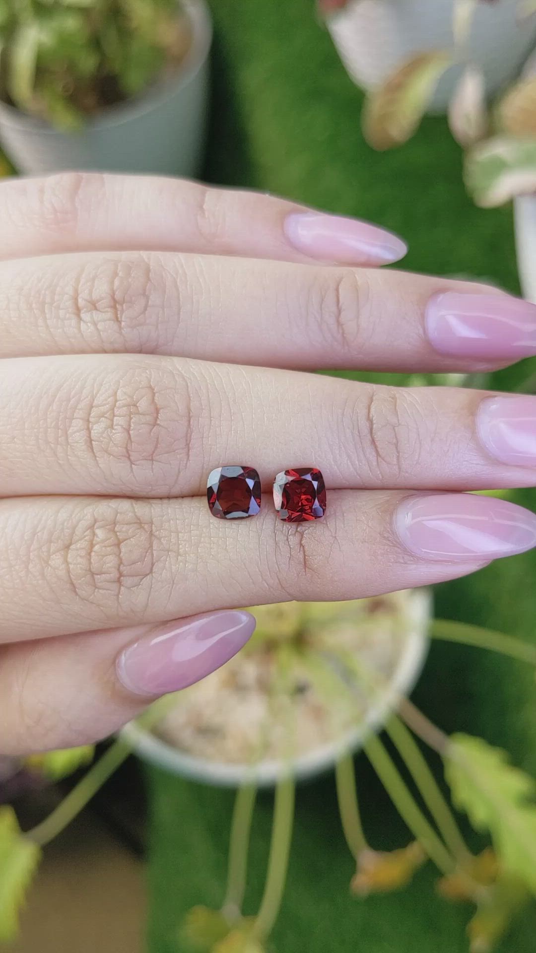 2.13 Ct.Tw.Total Carat Weight Red Garnet Pair from Ceylon (Sri Lanka) Size Video