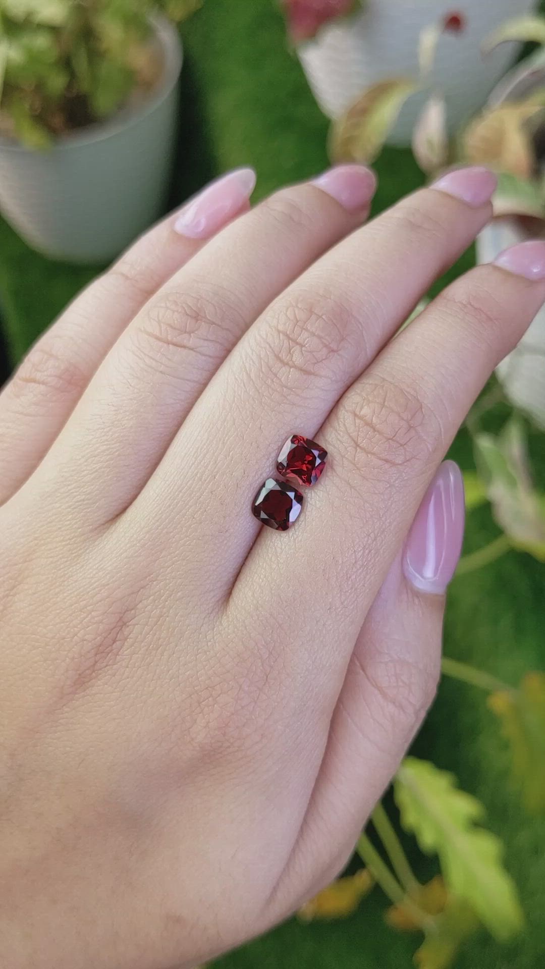 2.13 Ct.Tw.Total Carat Weight Red Garnet Pair from Ceylon (Sri Lanka) Size Video