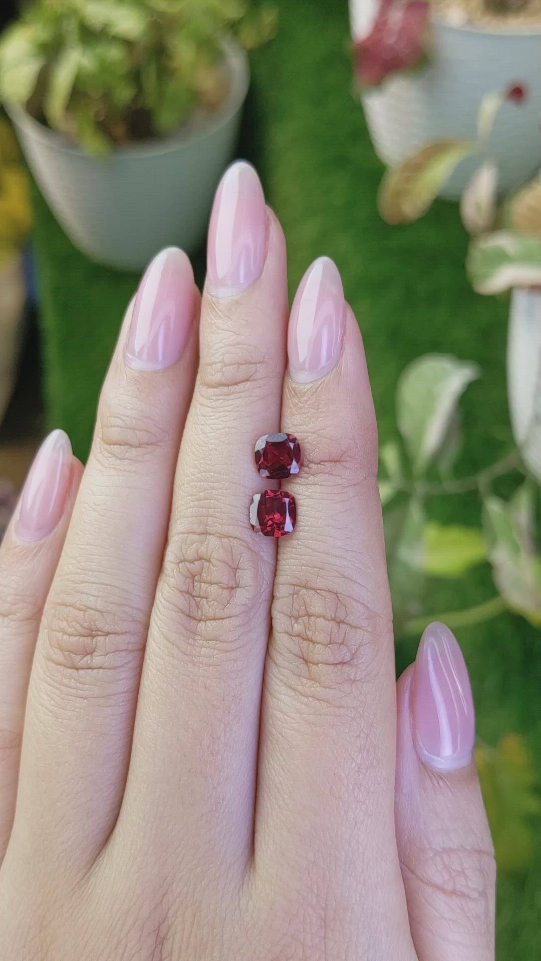 2.08&nbsp;Ct.Tw.Total Carat Weight Red Garnet Pair from Ceylon (Sri Lanka) Size Video