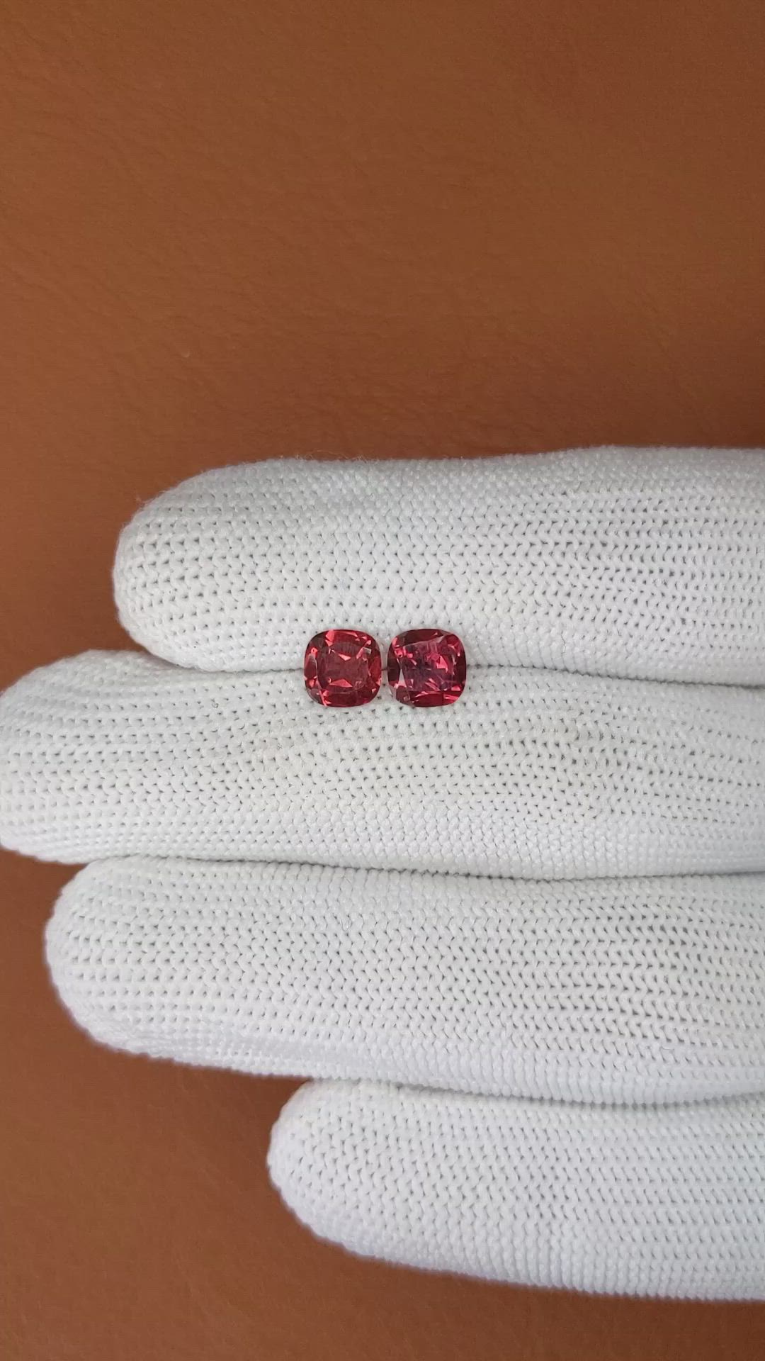 2.08&nbsp;Ct.Tw.Total Carat Weight Red Garnet Pair from Ceylon (Sri Lanka) Size Video
