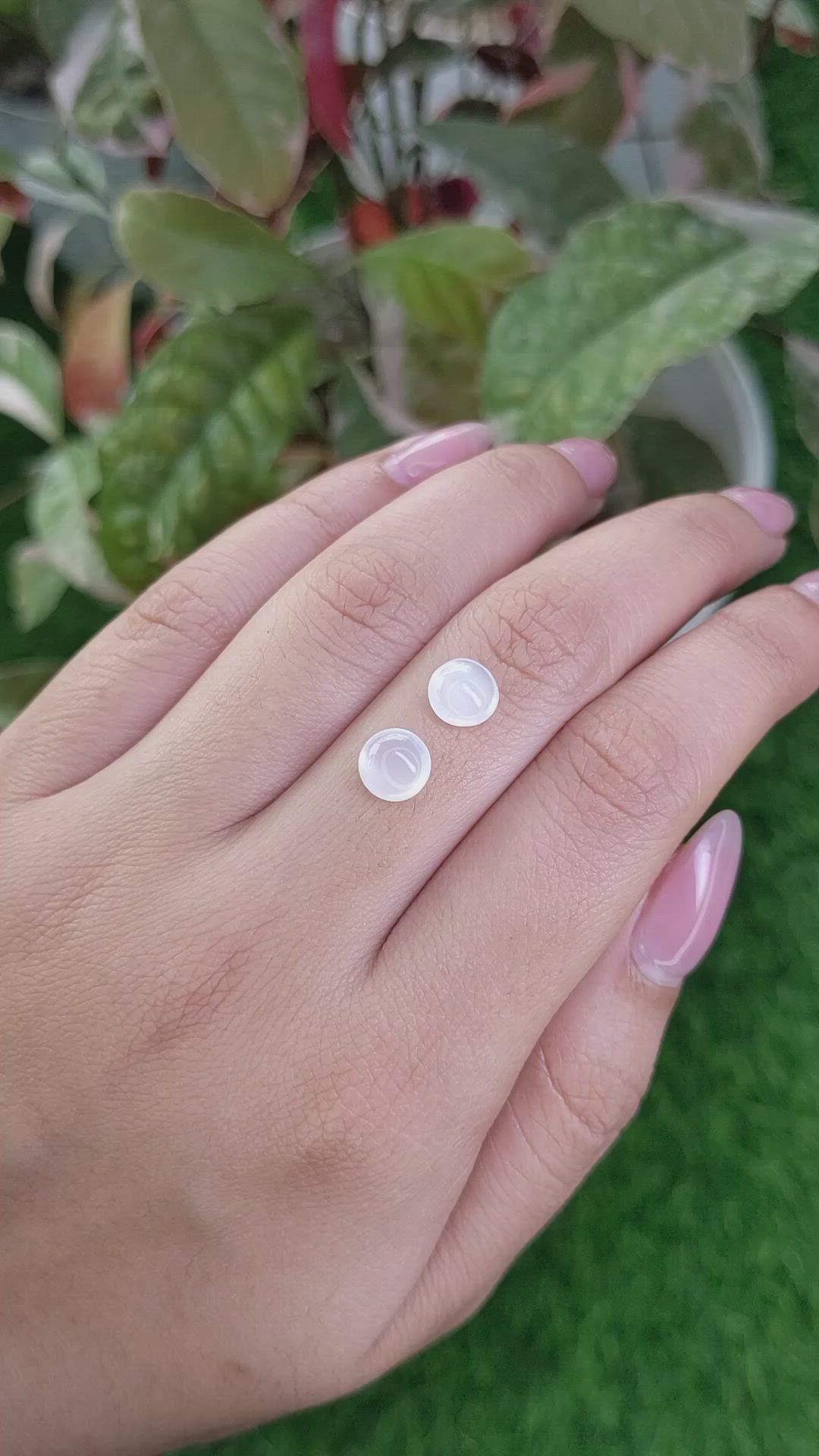 2.68 Ct.Tw.Total Carat Weight White Cabochon Moonstone Pair from Ceylon (Sri Lanka) Size Video
