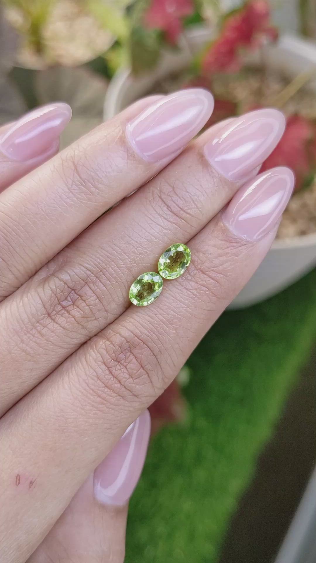 1.74 Ct.Tw.Total Carat Weight Green (Lime Green) Peridot Pair from Pakistan Size Video
