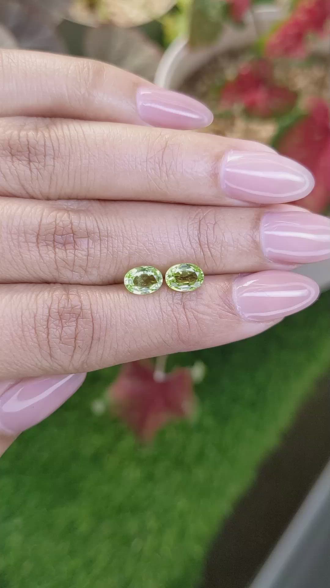1.74 Ct.Tw.Total Carat Weight Green (Lime Green) Peridot Pair from Pakistan Size Video