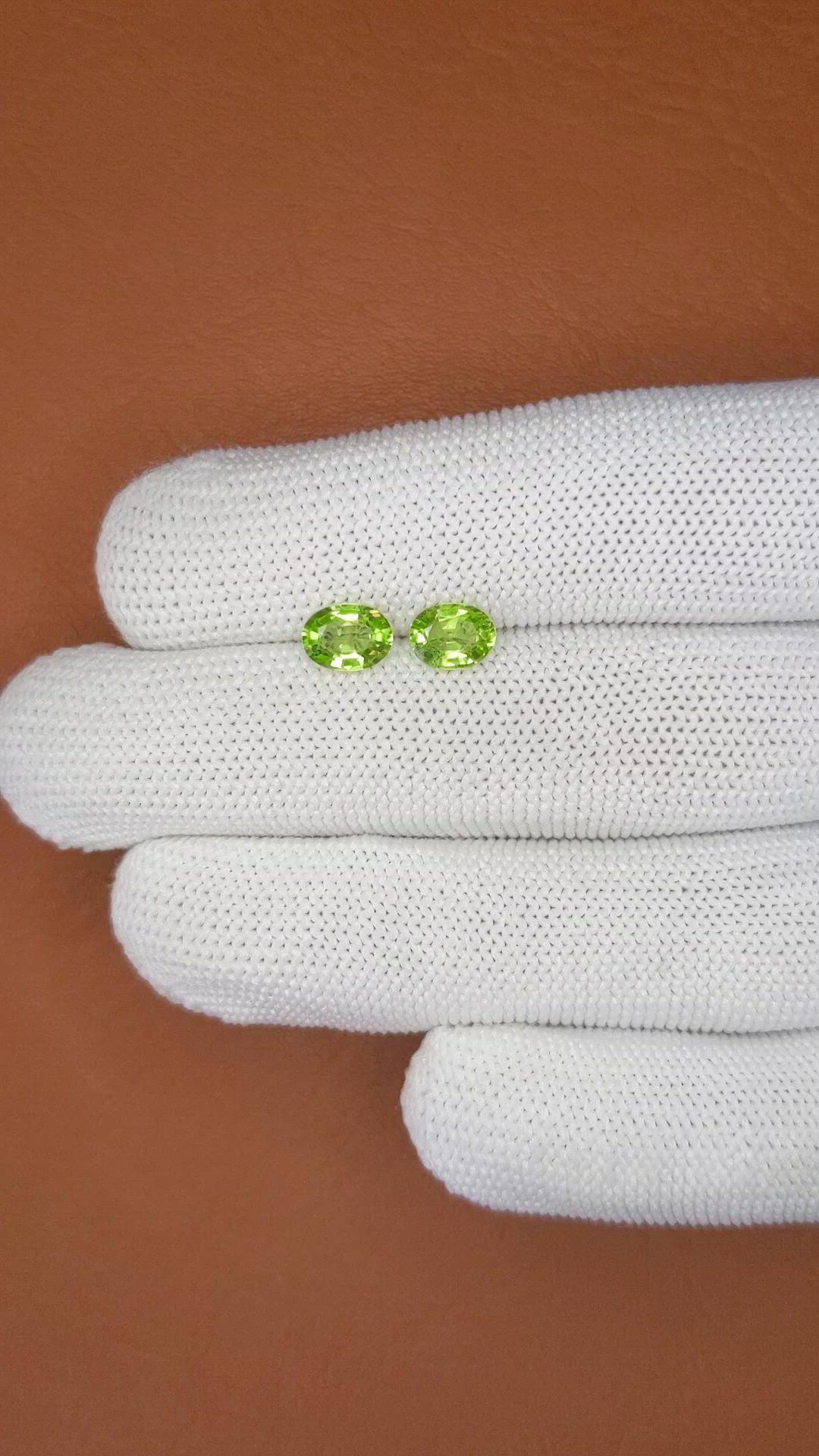 1.83 Ct.Tw.Total Carat Weight Green (Lime Green) Peridot Pair from Pakistan Size Video