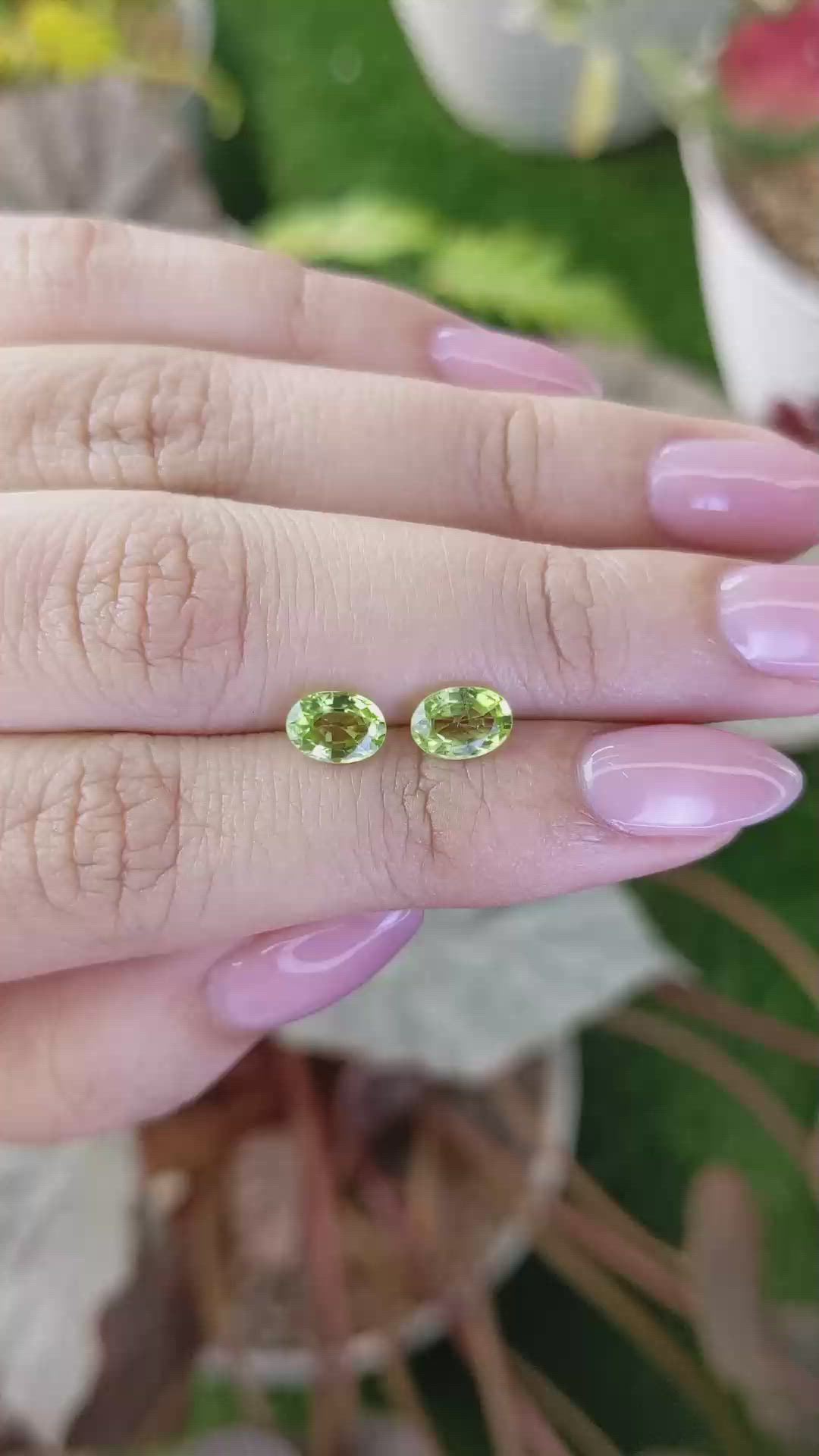 1.59 Ct.Tw.Total Carat Weight Yellowish Green Peridot Pair from Brazil Size Video
