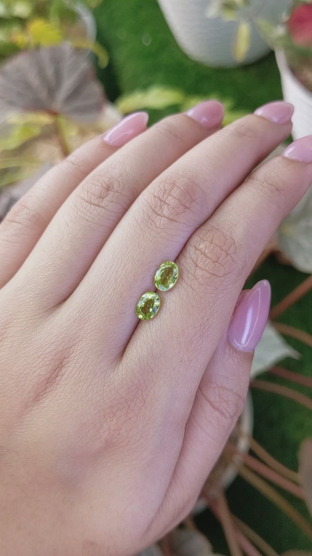 1.59 Ct.Tw.Total Carat Weight Yellowish Green Peridot Pair from Brazil Size Video