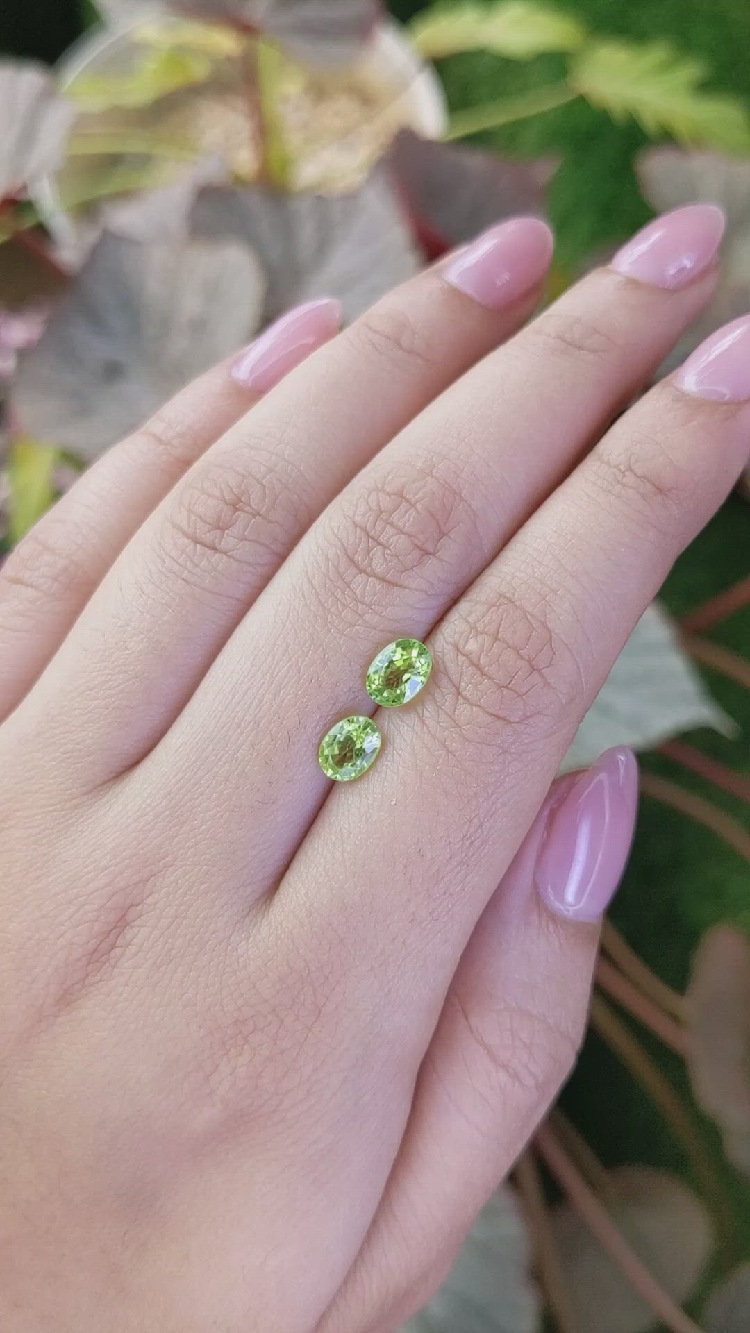 1.90 Ct.Tw.Total Carat Weight Green (Lime Green) Peridot Pair from Brazil Size Video