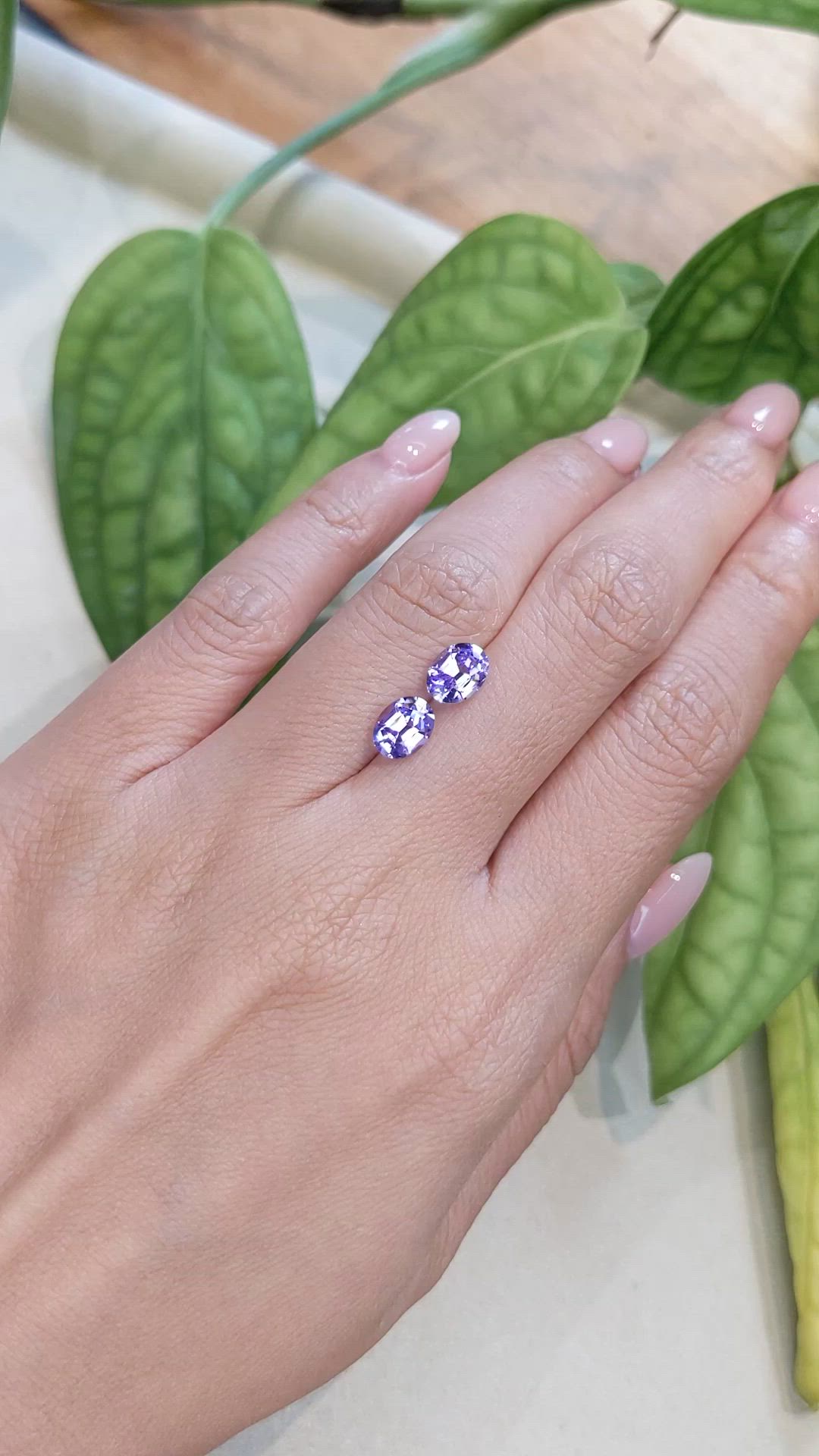 2.36 Ct.Tw.Total Carat Weight Violet Tanzanite Pair from Tanzania Size Video