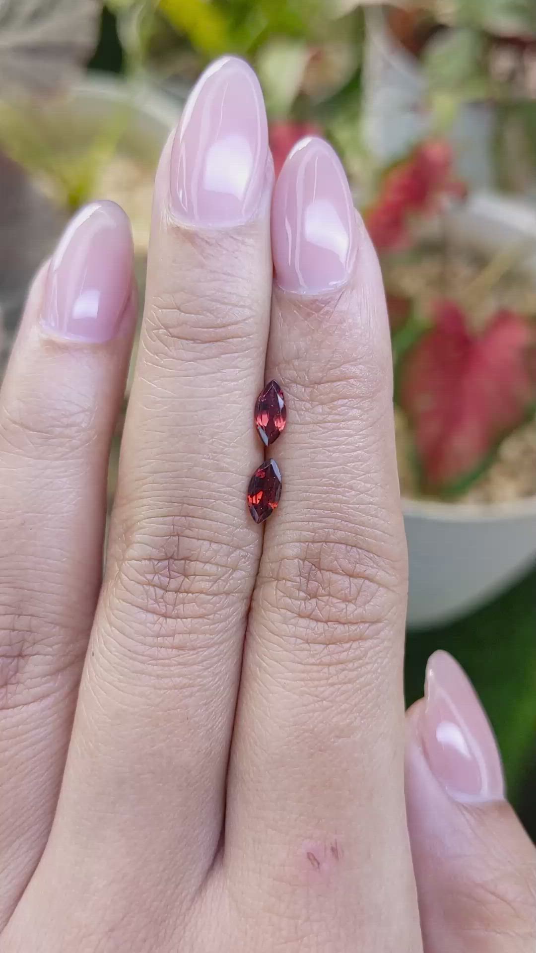 0.79 Ct.Tw.Total Carat Weight Orangish Red Garnet Pair from Ceylon (Sri Lanka) Size Video