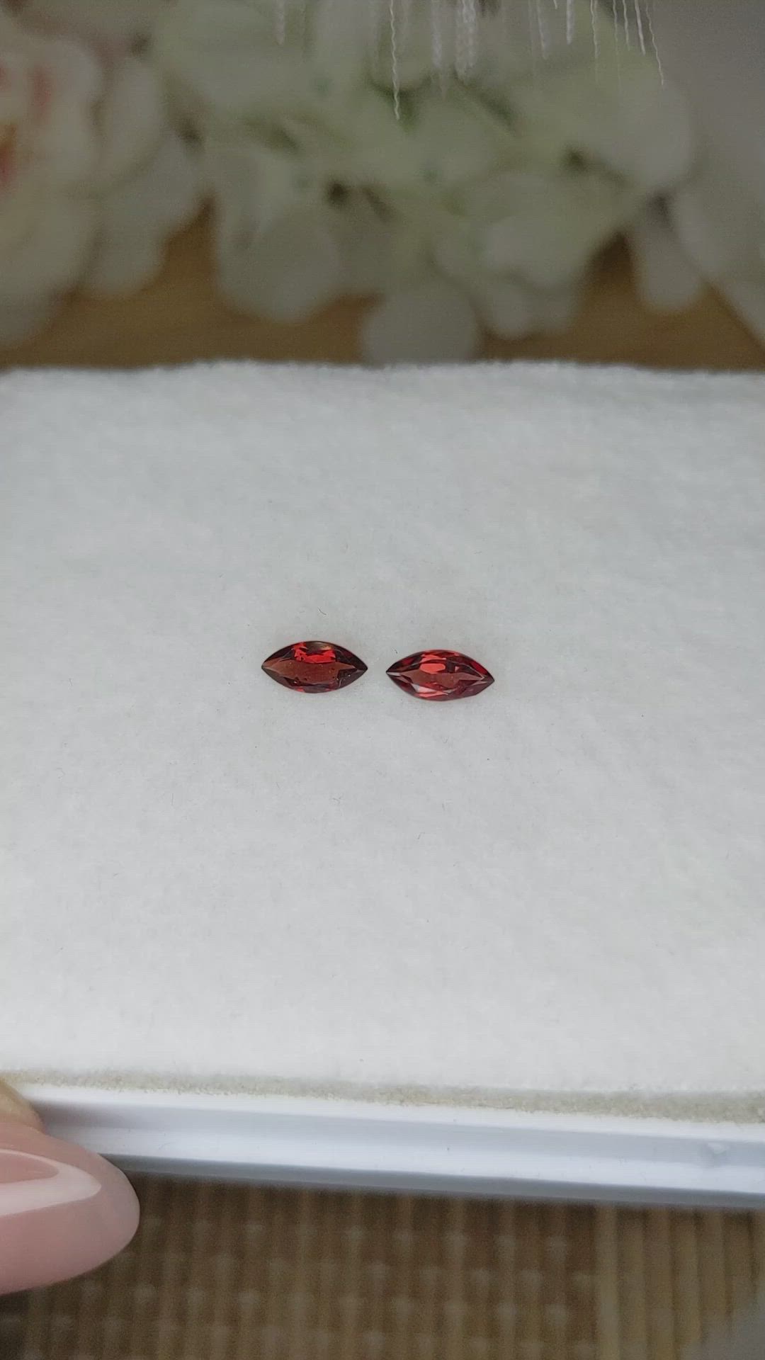0.79 Ct.Tw.Total Carat Weight Orangish Red Garnet Pair from Ceylon (Sri Lanka) Size Video