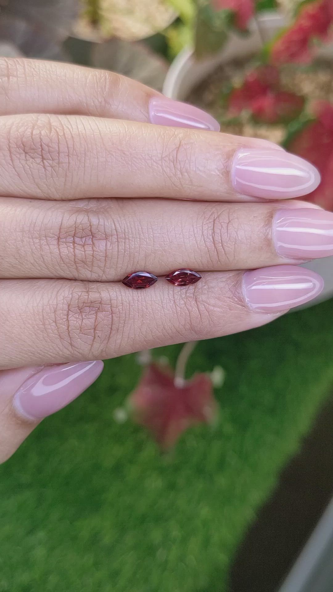 0.79 Ct.Tw.Total Carat Weight Orangish Red Garnet Pair from Ceylon (Sri Lanka) Size Video