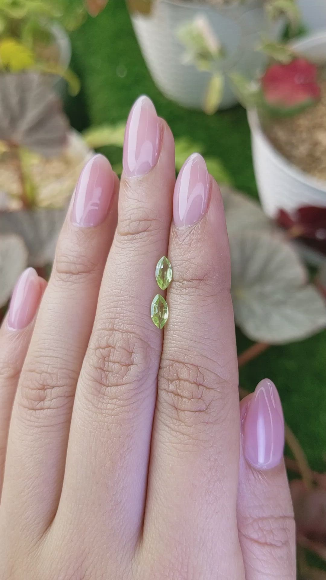 0.67 Ct.Tw.Total Carat Weight Yellowish Green Peridot Pair from Brazil Size Video