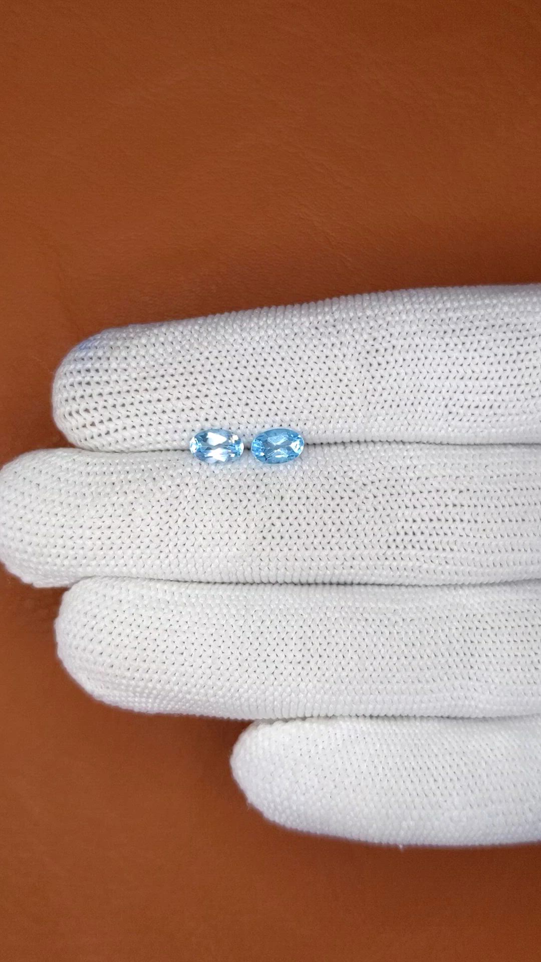 1.18&nbsp;Ct.Tw.Total Carat Weight Sky Blue Topaz Pair from Brazil Size Video