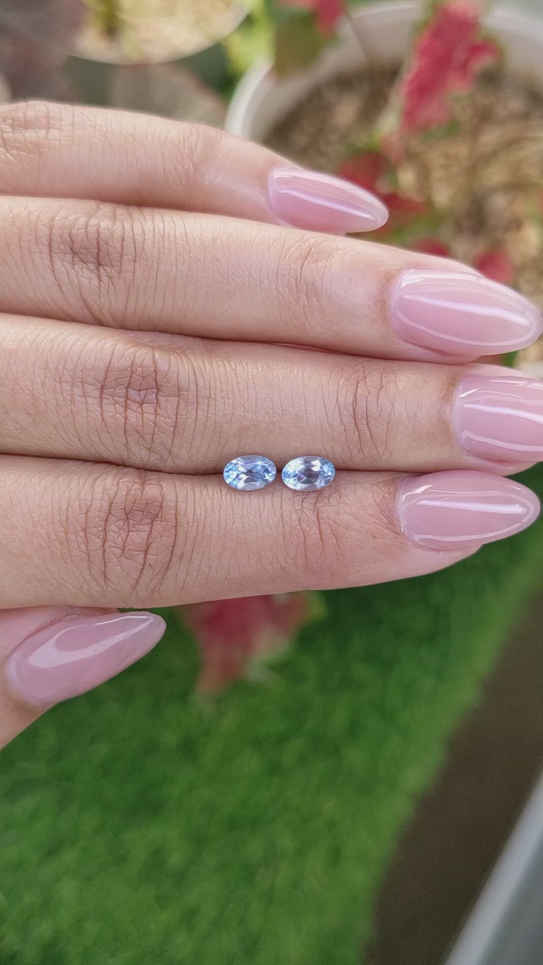 1.18&nbsp;Ct.Tw.Total Carat Weight Sky Blue Topaz Pair from Brazil Size Video