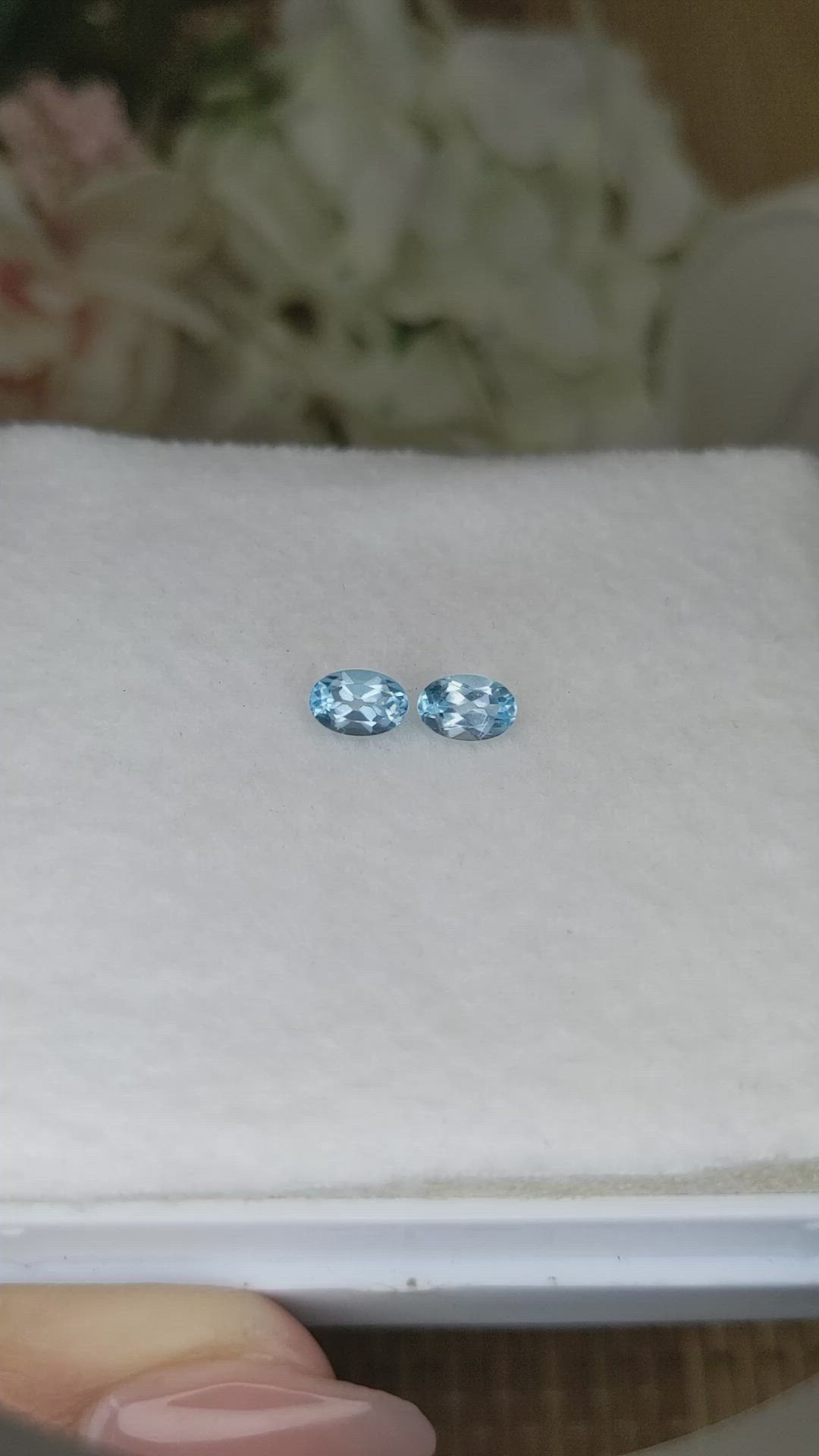 1.18&nbsp;Ct.Tw.Total Carat Weight Sky Blue Topaz Pair from Brazil Size Video