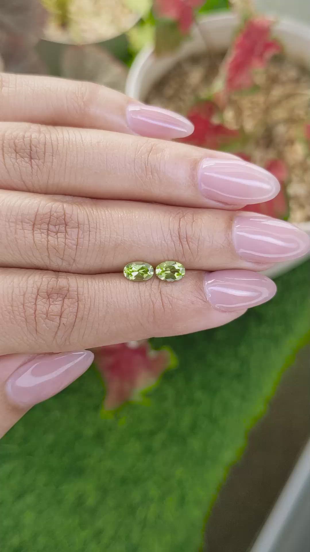1.06 Ct.Tw.Total Carat Weight Yellowish Green Peridot Pair from Brazil Size Video