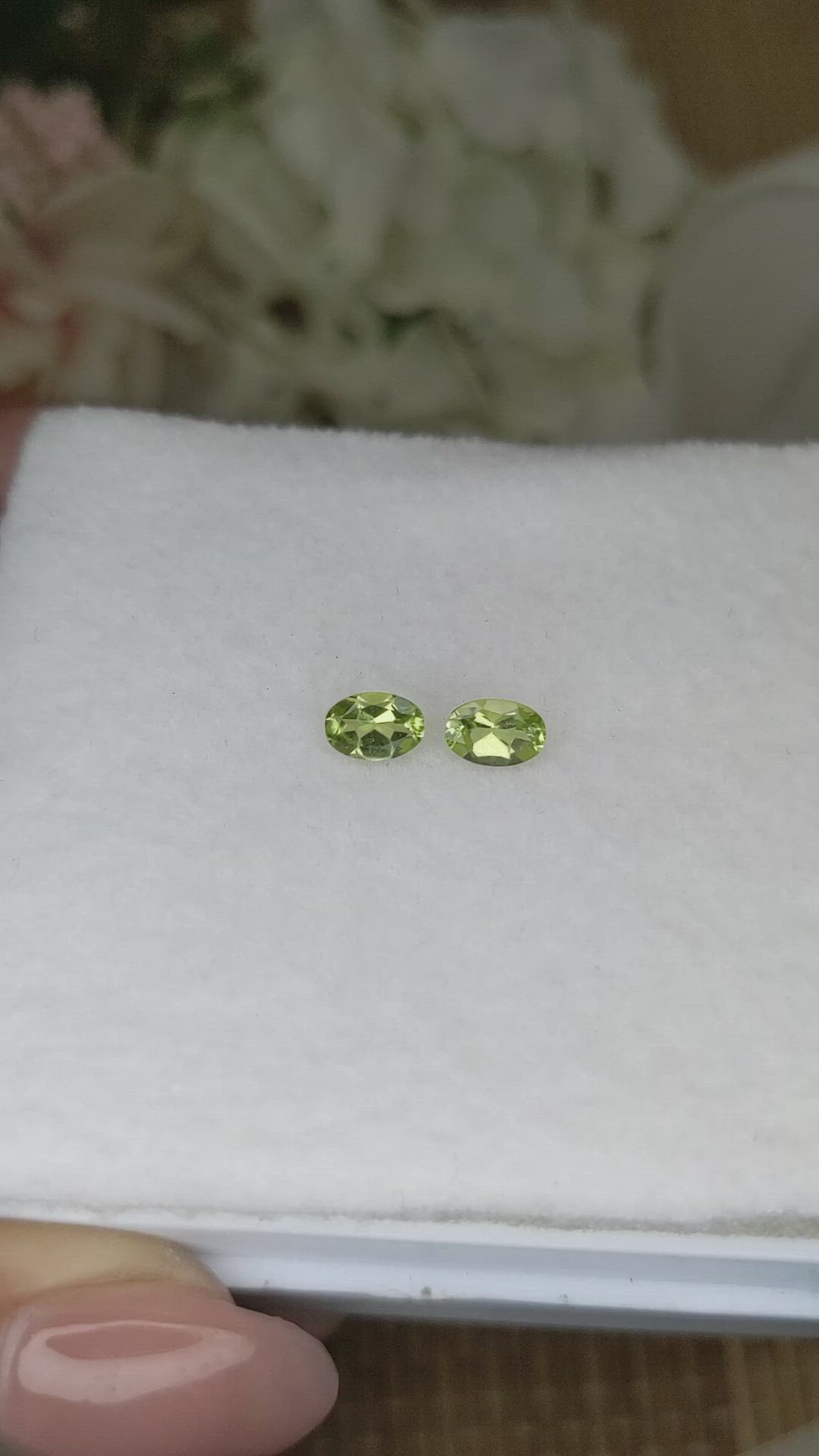 1.06 Ct.Tw.Total Carat Weight Yellowish Green Peridot Pair from Brazil Size Video