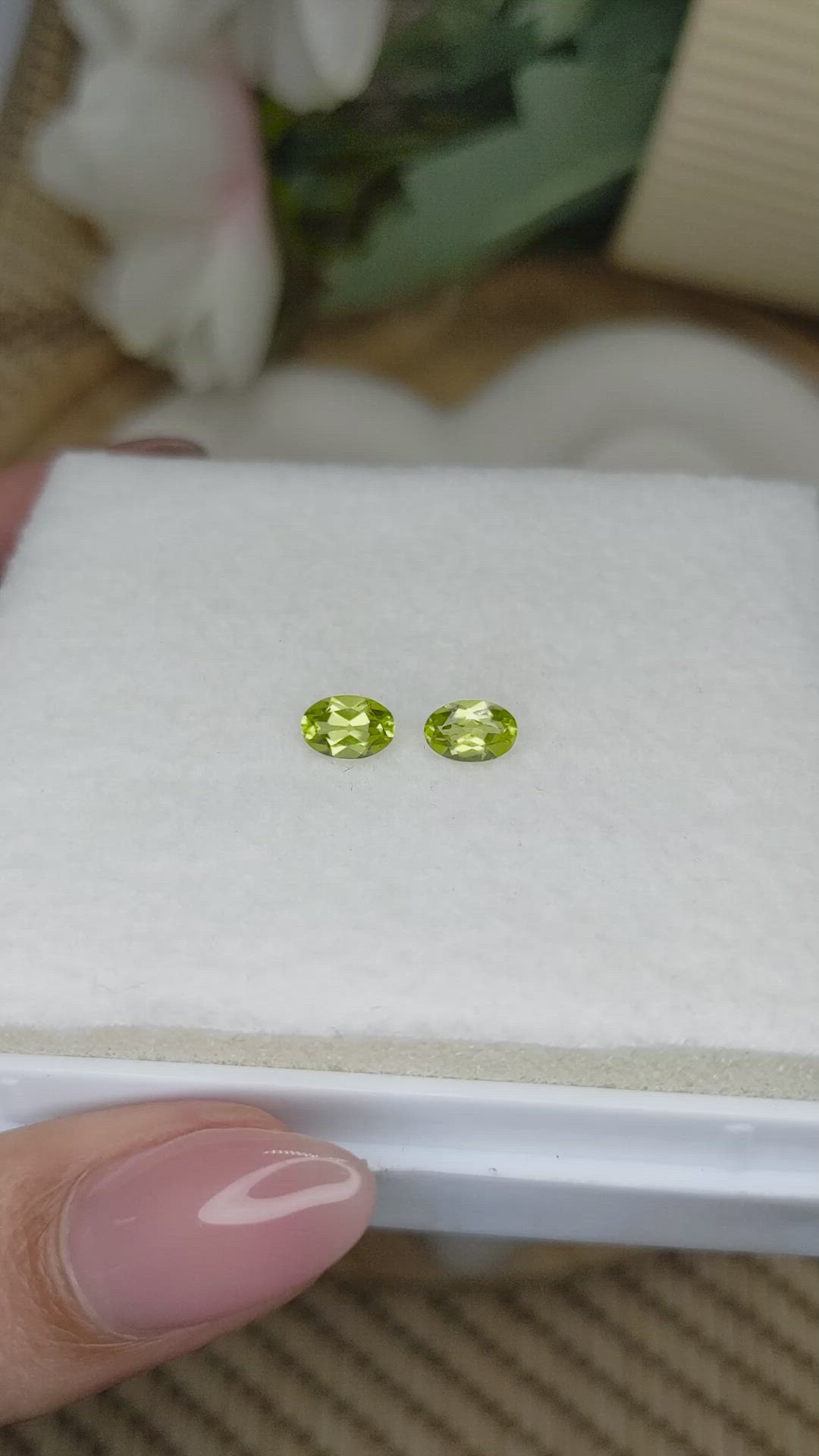 1.00 Ct.Tw.Total Carat Weight Yellowish Green Peridot Pair from Brazil Size Video