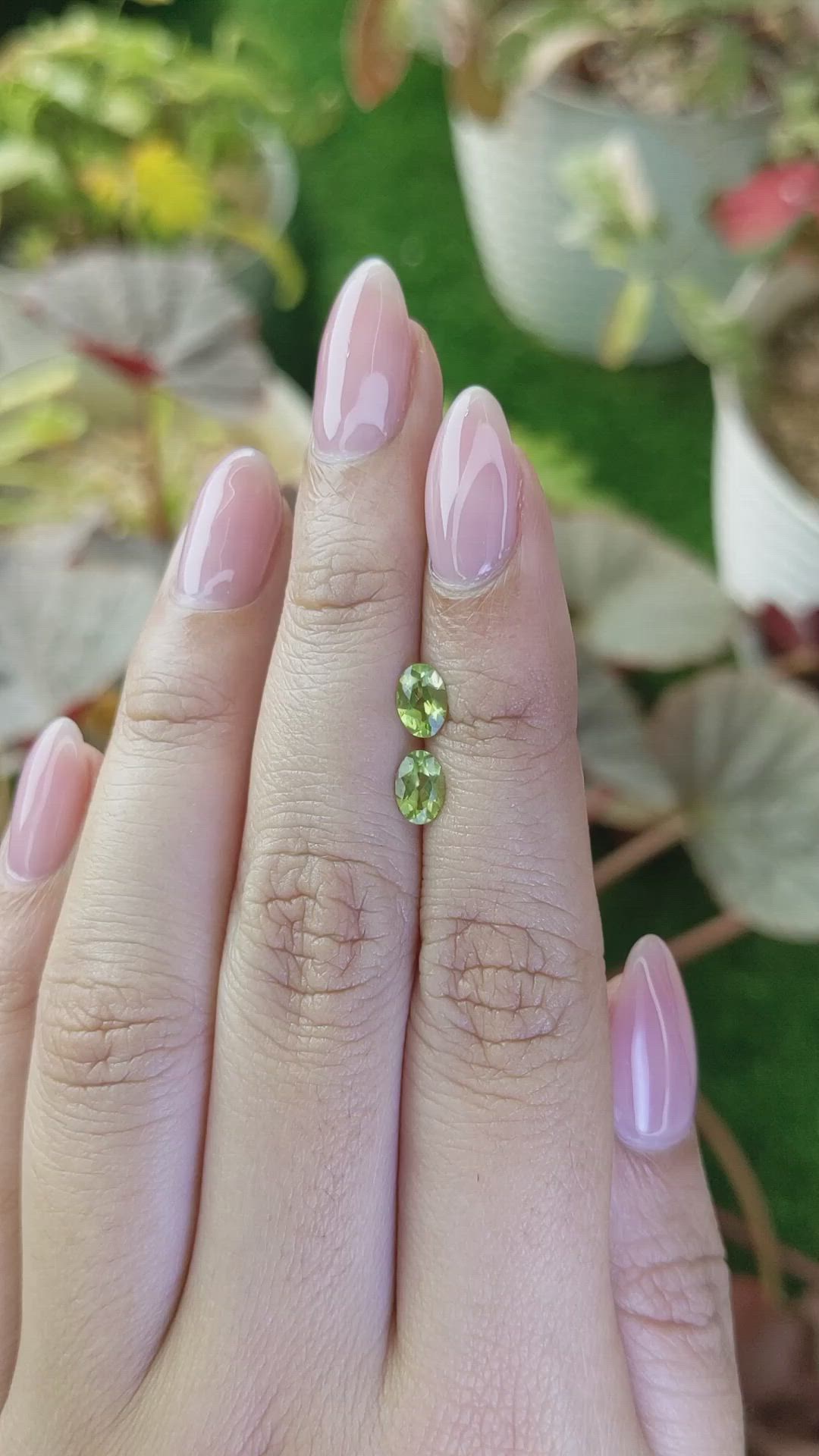 0.94&nbsp;Ct.Tw.Total Carat Weight Yellowish Green Peridot Pair from Brazil Size Video