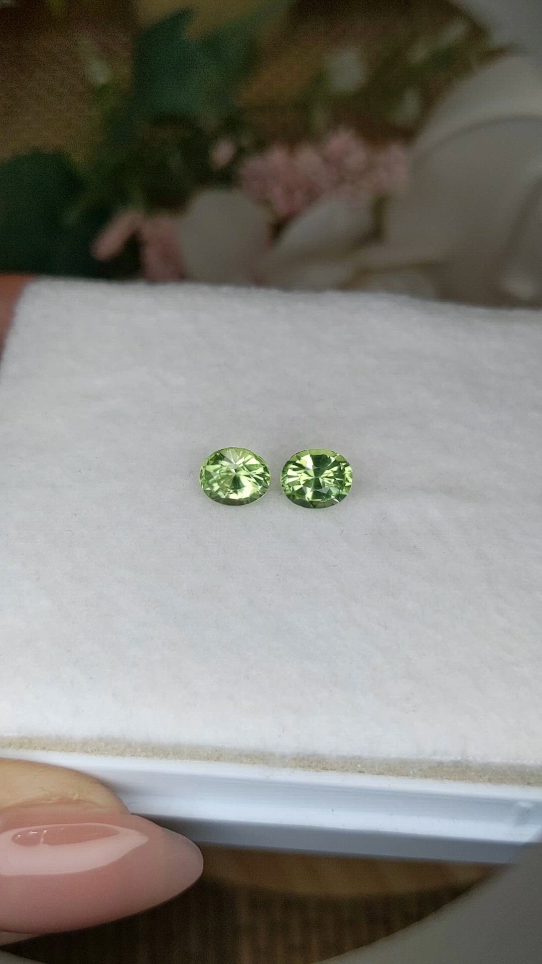 2.07 Ct.Tw.Total Carat Weight Green (Lime Green) Peridot Pair from Pakistan Size Video