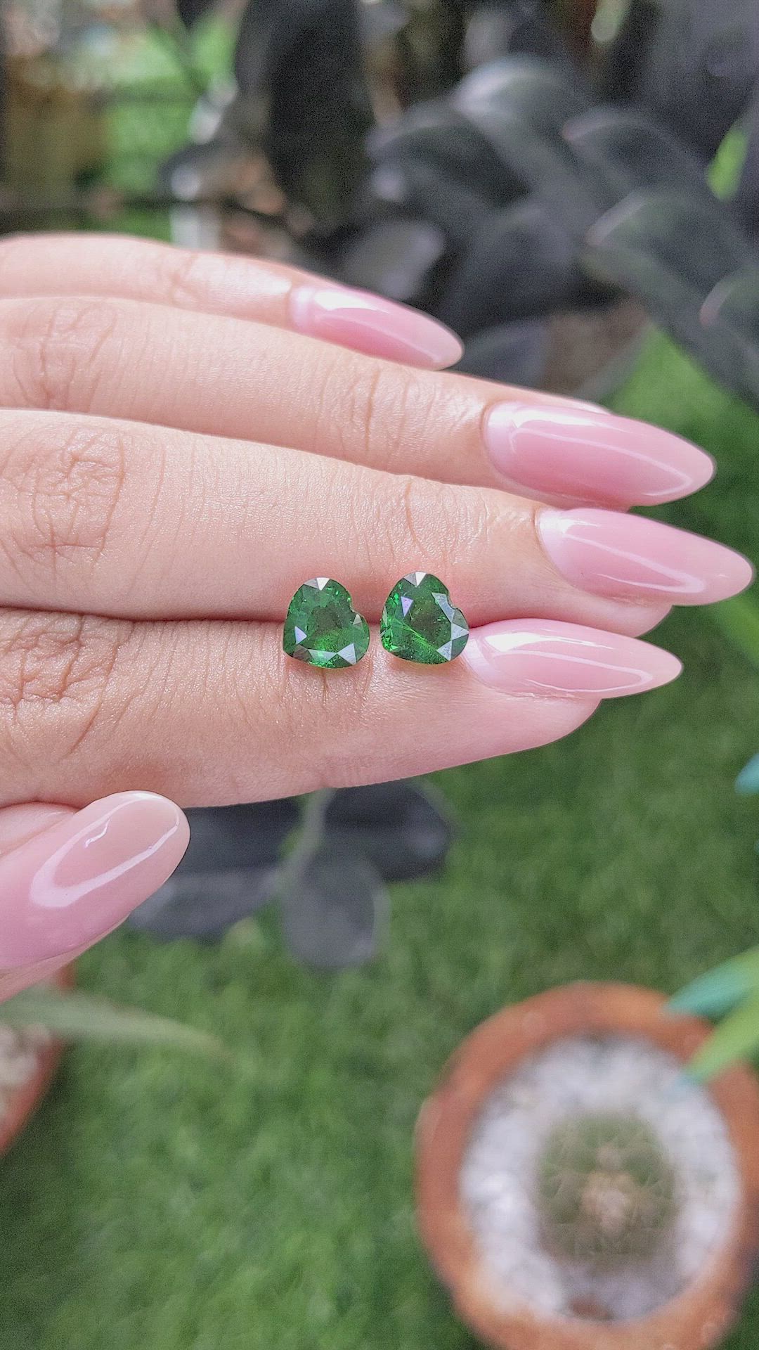 3.75 Ct.Tw.Total Carat Weight Tsavorite Garnet Pair from Tanzania Size Video